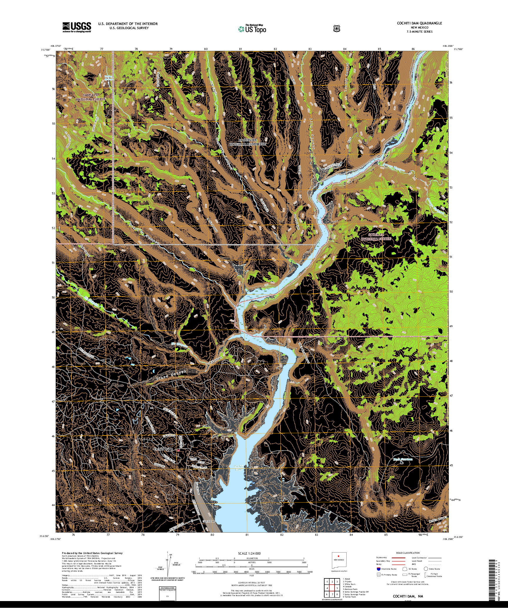 USGS US TOPO 7.5-MINUTE MAP FOR COCHITI DAM, NM 2020