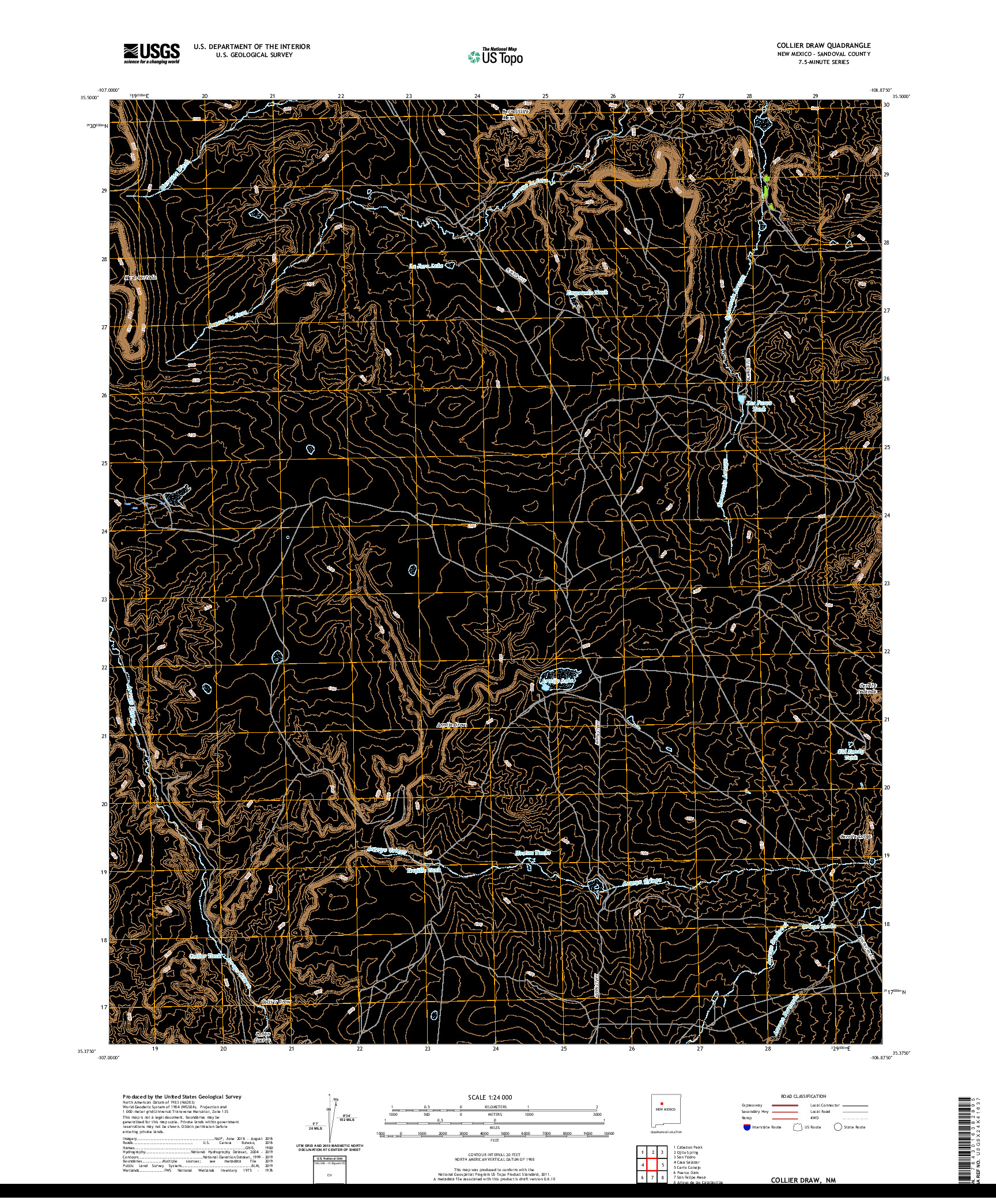 USGS US TOPO 7.5-MINUTE MAP FOR COLLIER DRAW, NM 2020