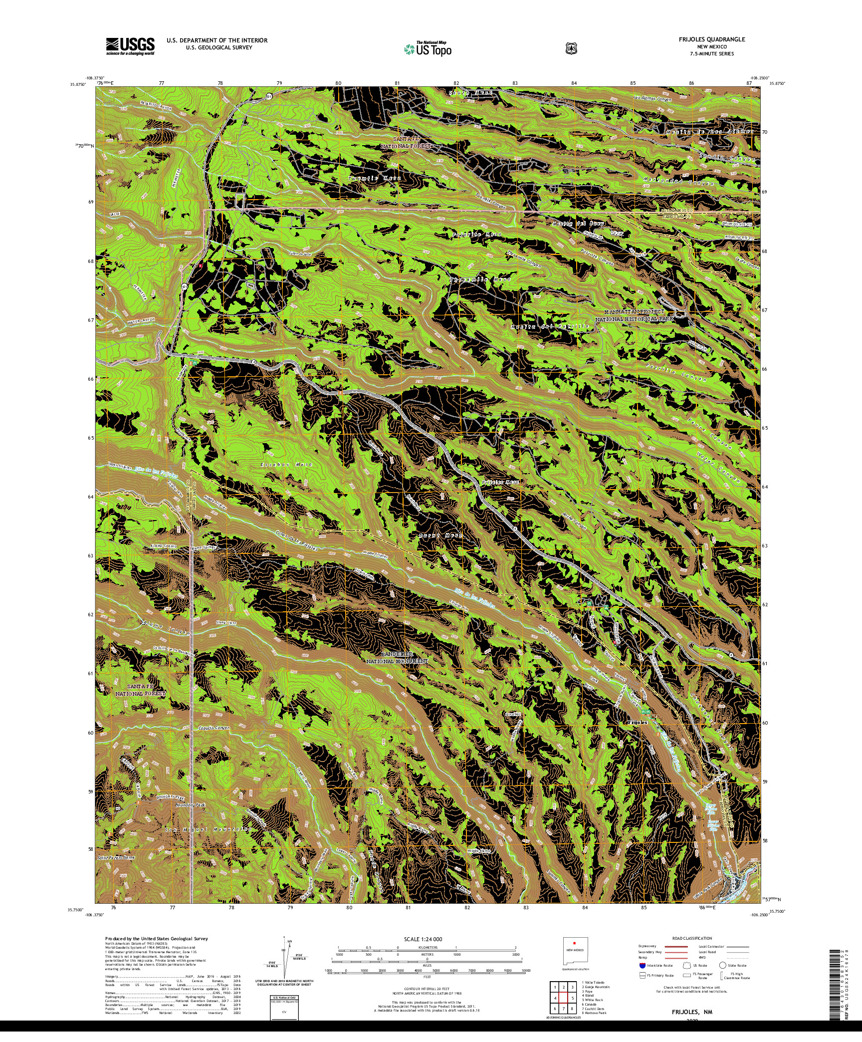 USGS US TOPO 7.5-MINUTE MAP FOR FRIJOLES, NM 2020