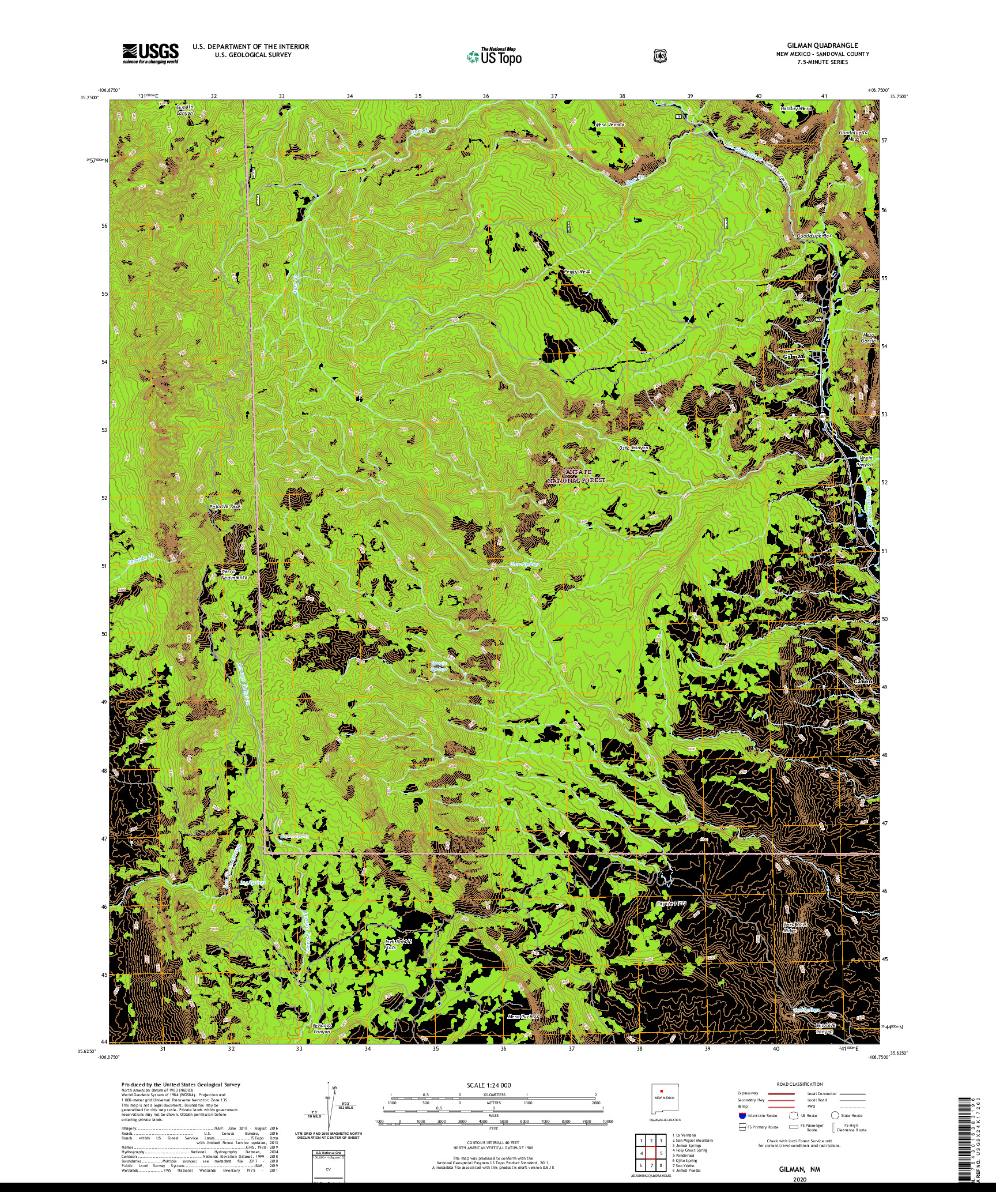 USGS US TOPO 7.5-MINUTE MAP FOR GILMAN, NM 2020