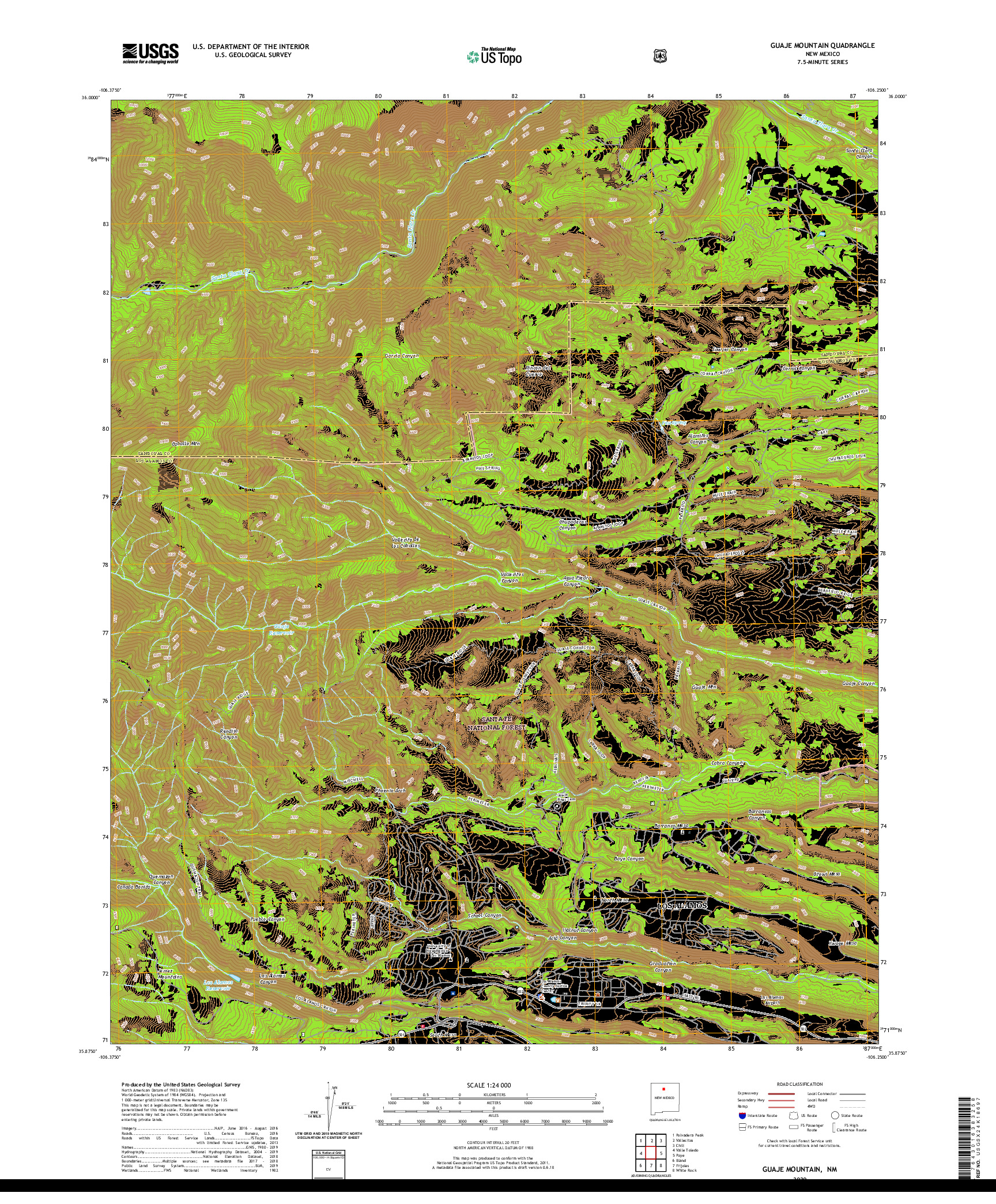 USGS US TOPO 7.5-MINUTE MAP FOR GUAJE MOUNTAIN, NM 2020