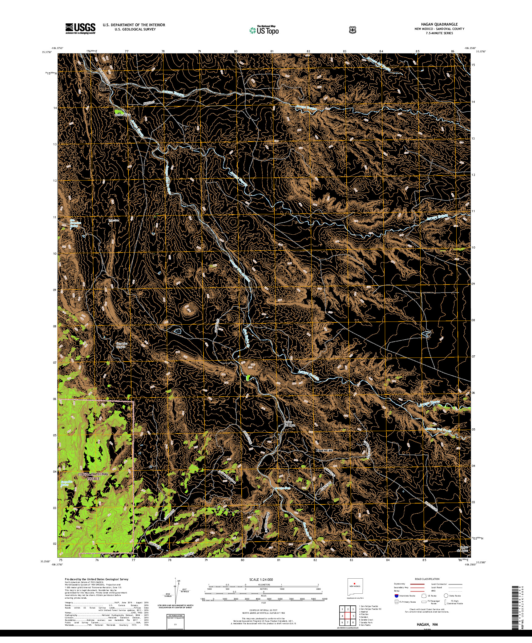 USGS US TOPO 7.5-MINUTE MAP FOR HAGAN, NM 2020