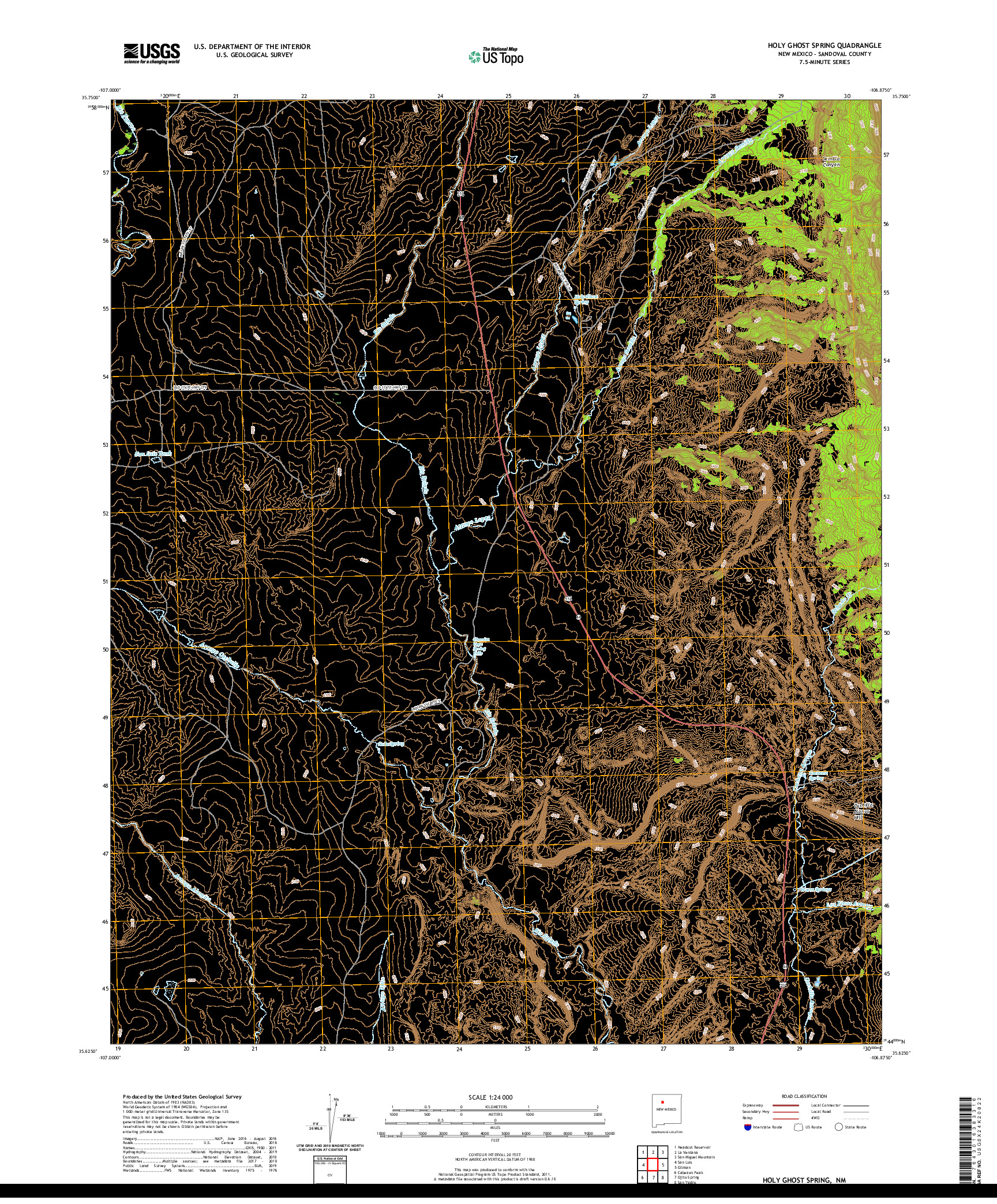 USGS US TOPO 7.5-MINUTE MAP FOR HOLY GHOST SPRING, NM 2020