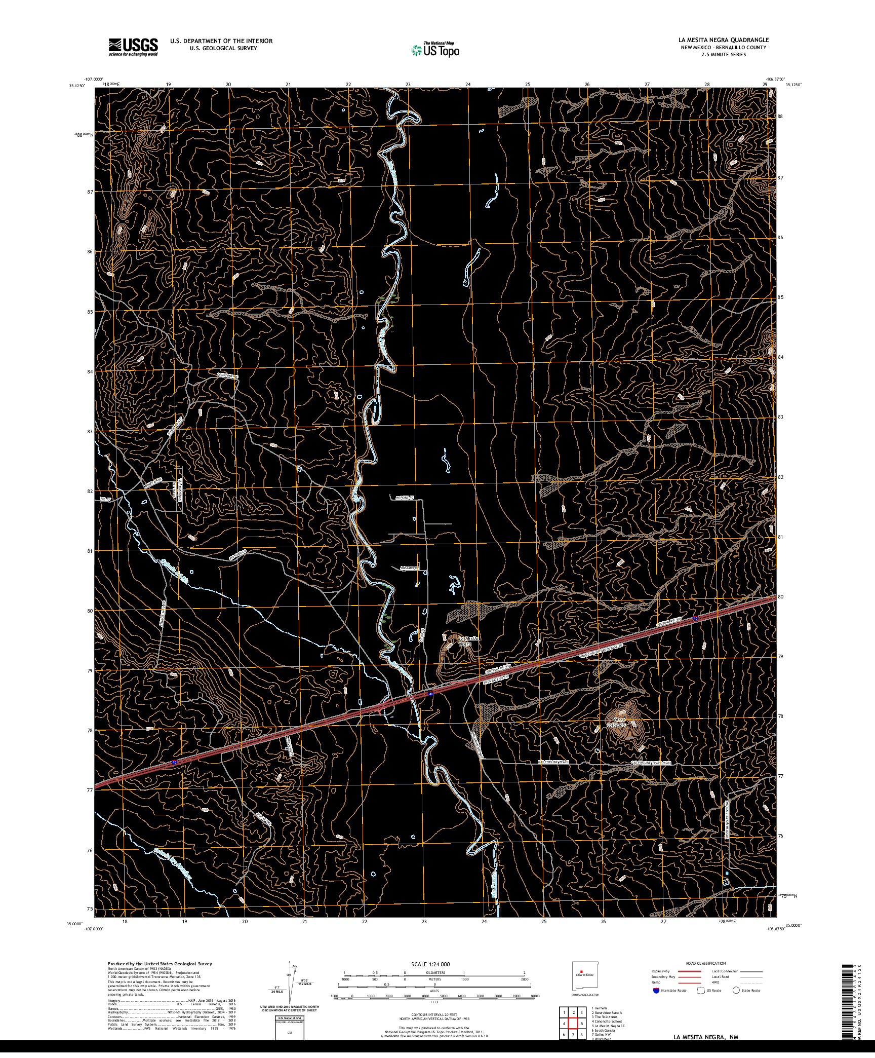 USGS US TOPO 7.5-MINUTE MAP FOR LA MESITA NEGRA, NM 2020