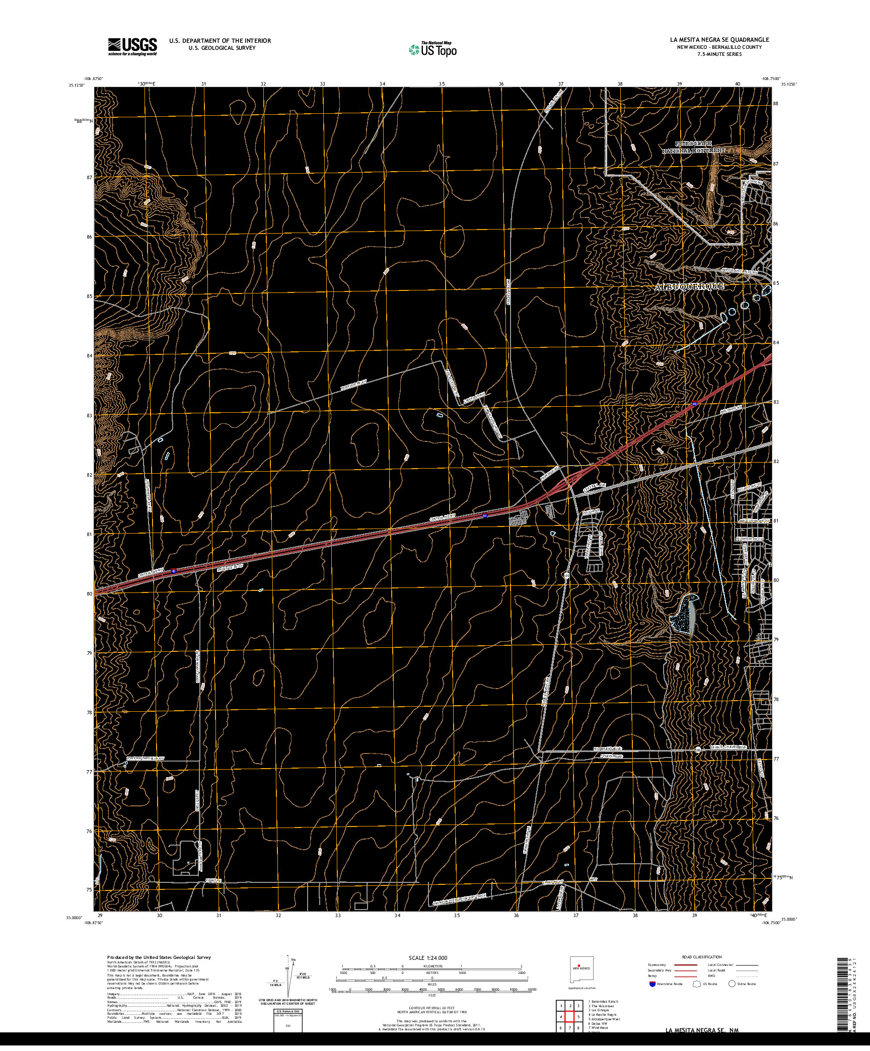 USGS US TOPO 7.5-MINUTE MAP FOR LA MESITA NEGRA SE, NM 2020