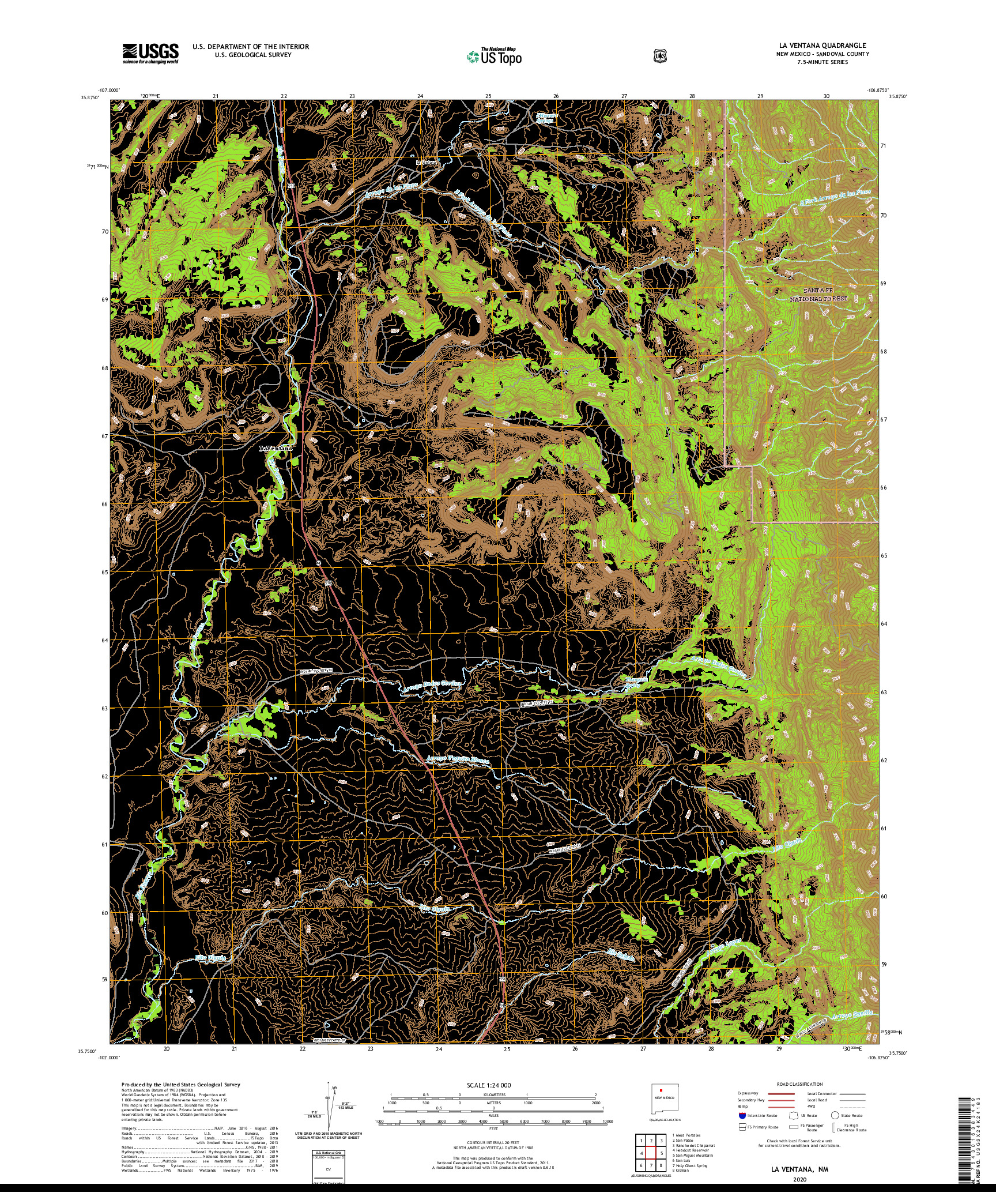 USGS US TOPO 7.5-MINUTE MAP FOR LA VENTANA, NM 2020