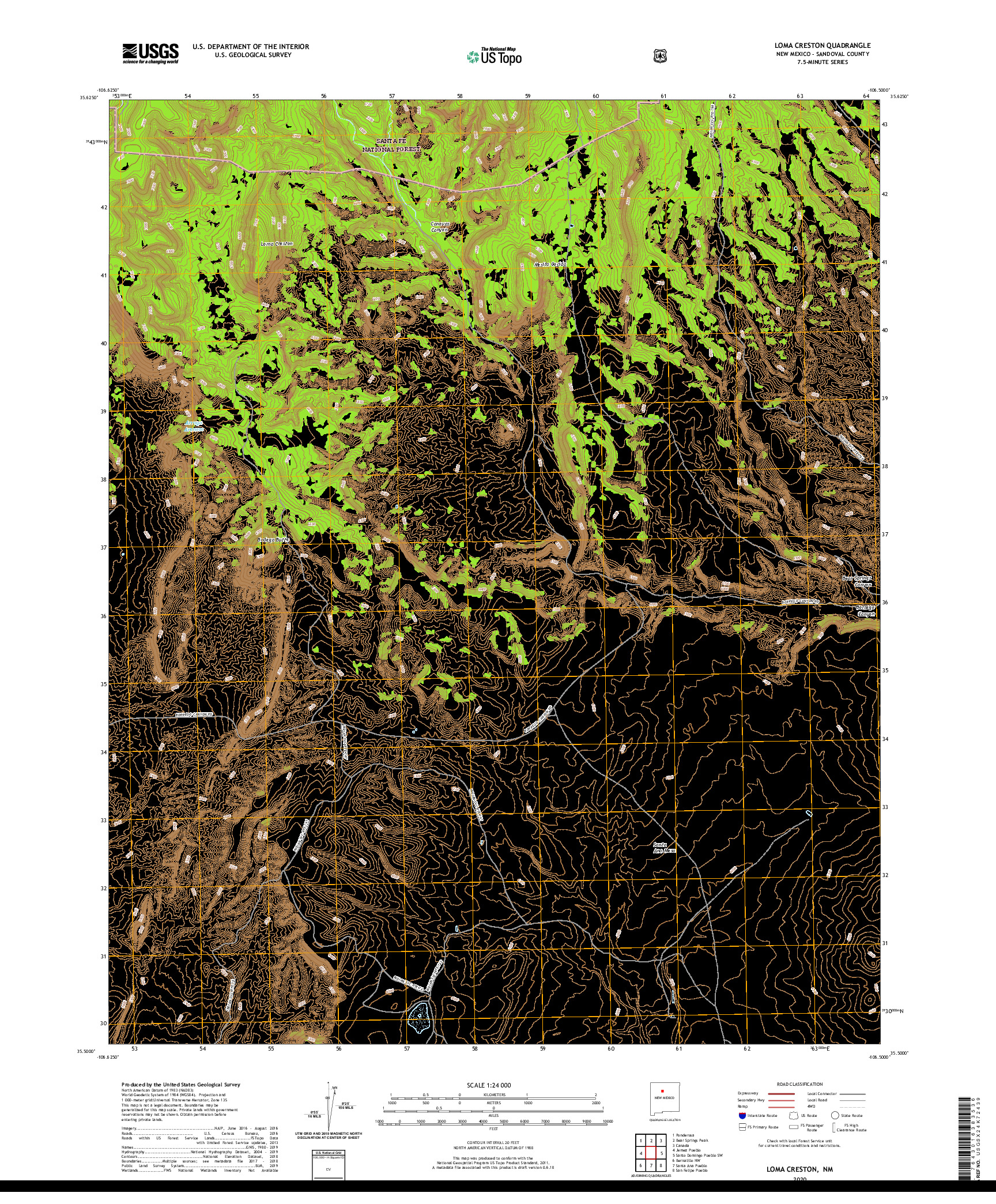 USGS US TOPO 7.5-MINUTE MAP FOR LOMA CRESTON, NM 2020