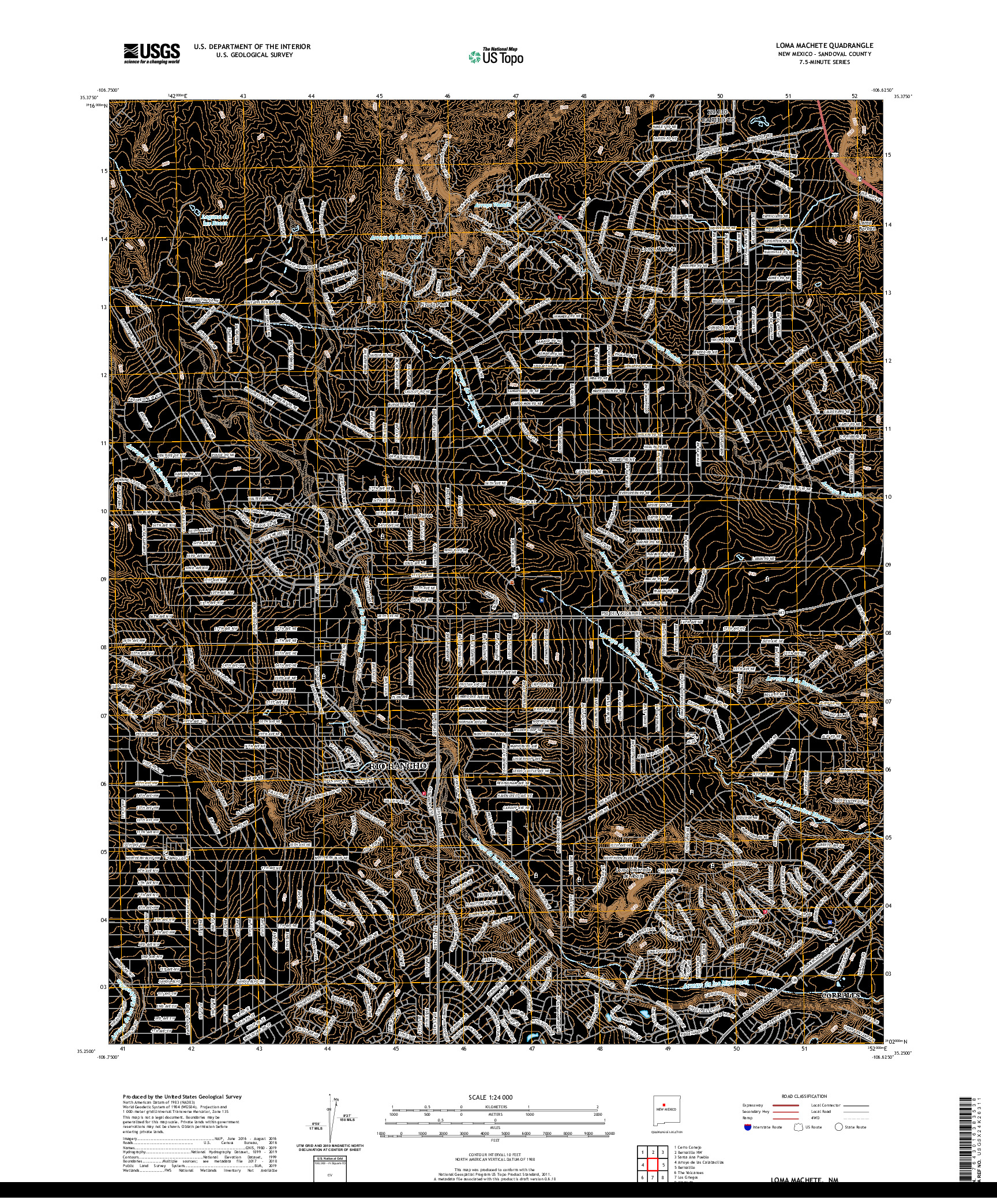 USGS US TOPO 7.5-MINUTE MAP FOR LOMA MACHETE, NM 2020