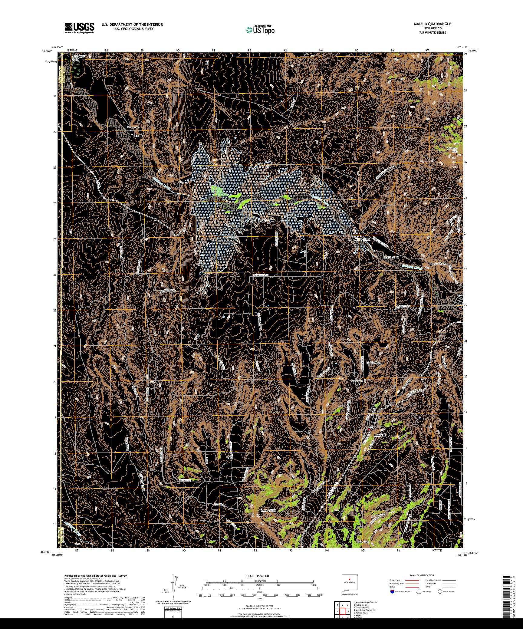 USGS US TOPO 7.5-MINUTE MAP FOR MADRID, NM 2020