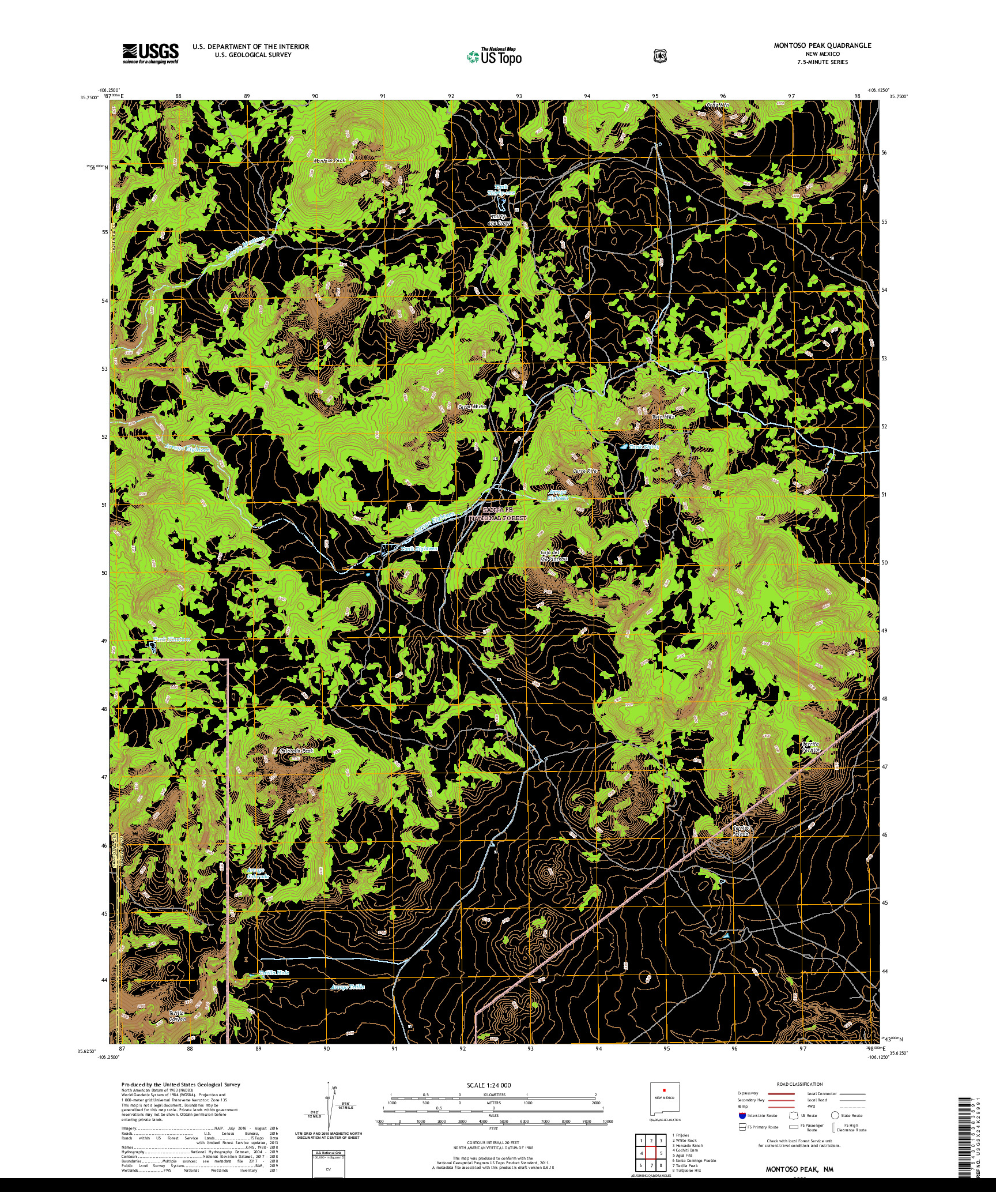 USGS US TOPO 7.5-MINUTE MAP FOR MONTOSO PEAK, NM 2020