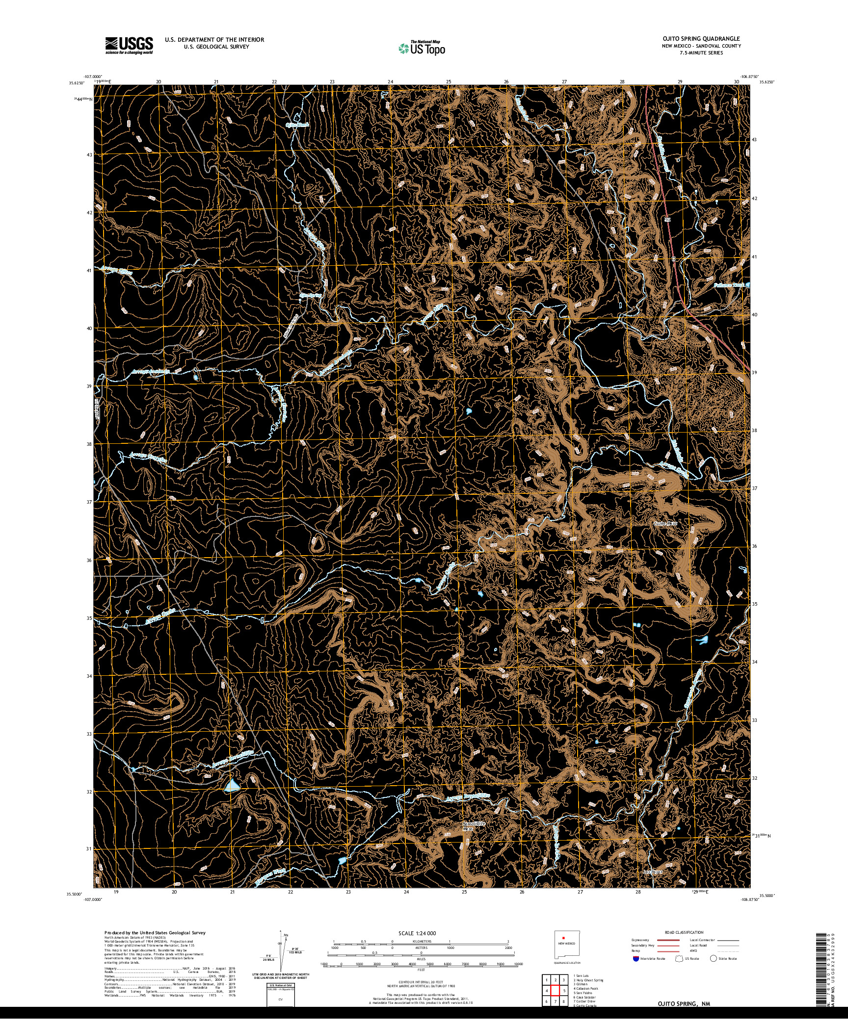 USGS US TOPO 7.5-MINUTE MAP FOR OJITO SPRING, NM 2020