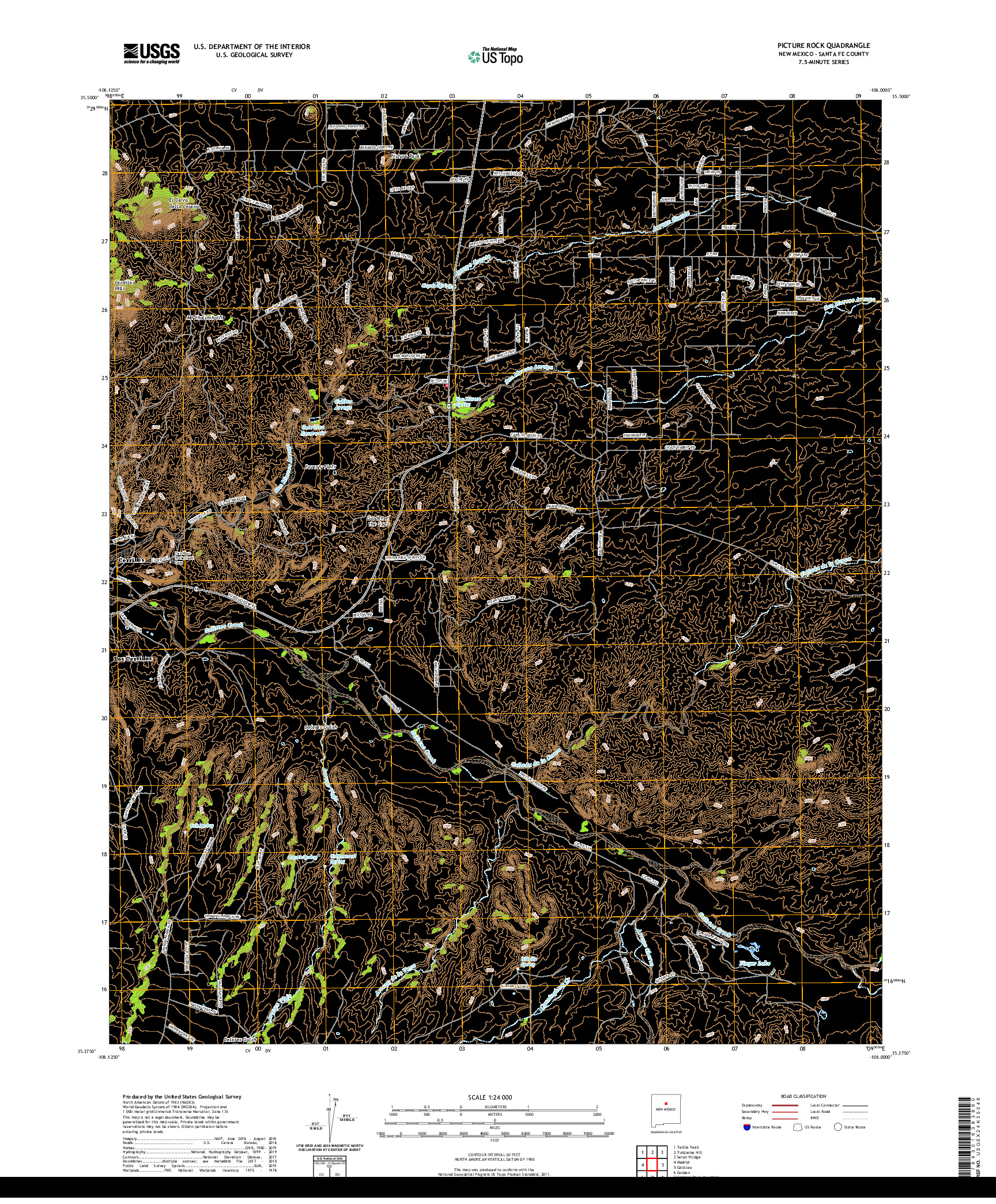 USGS US TOPO 7.5-MINUTE MAP FOR PICTURE ROCK, NM 2020