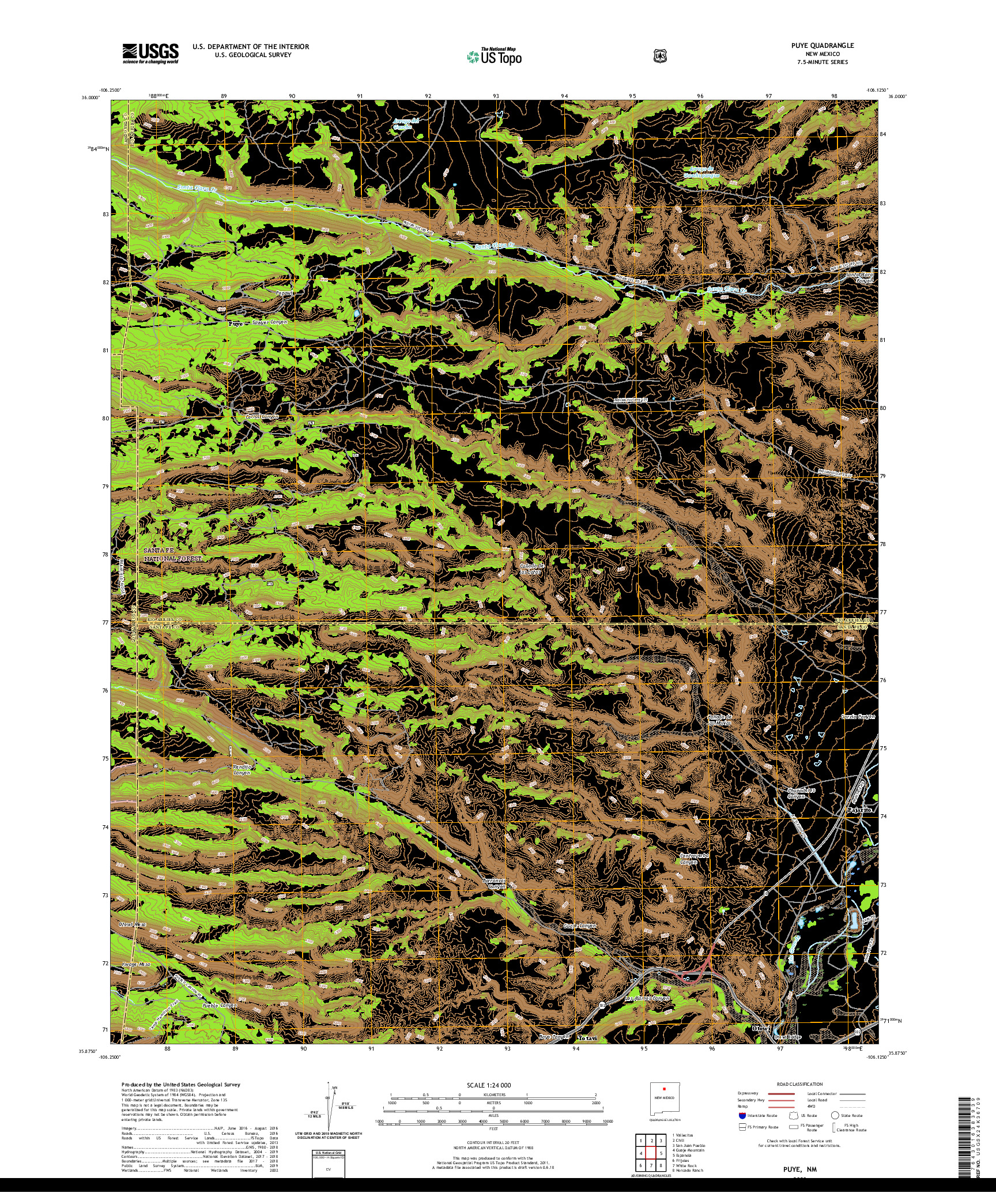 USGS US TOPO 7.5-MINUTE MAP FOR PUYE, NM 2020