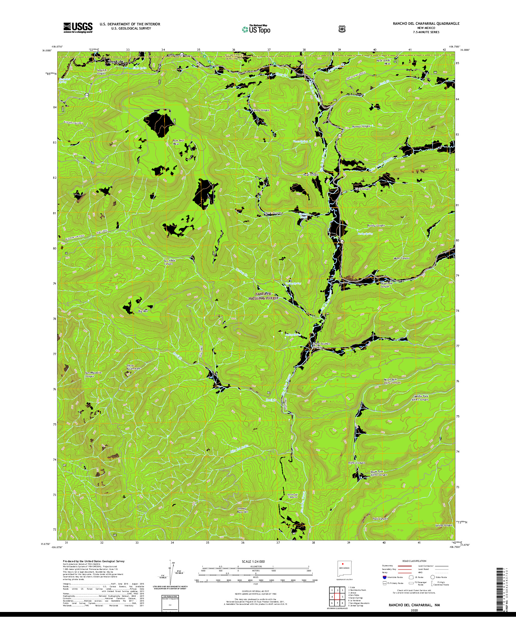 USGS US TOPO 7.5-MINUTE MAP FOR RANCHO DEL CHAPARRAL, NM 2020