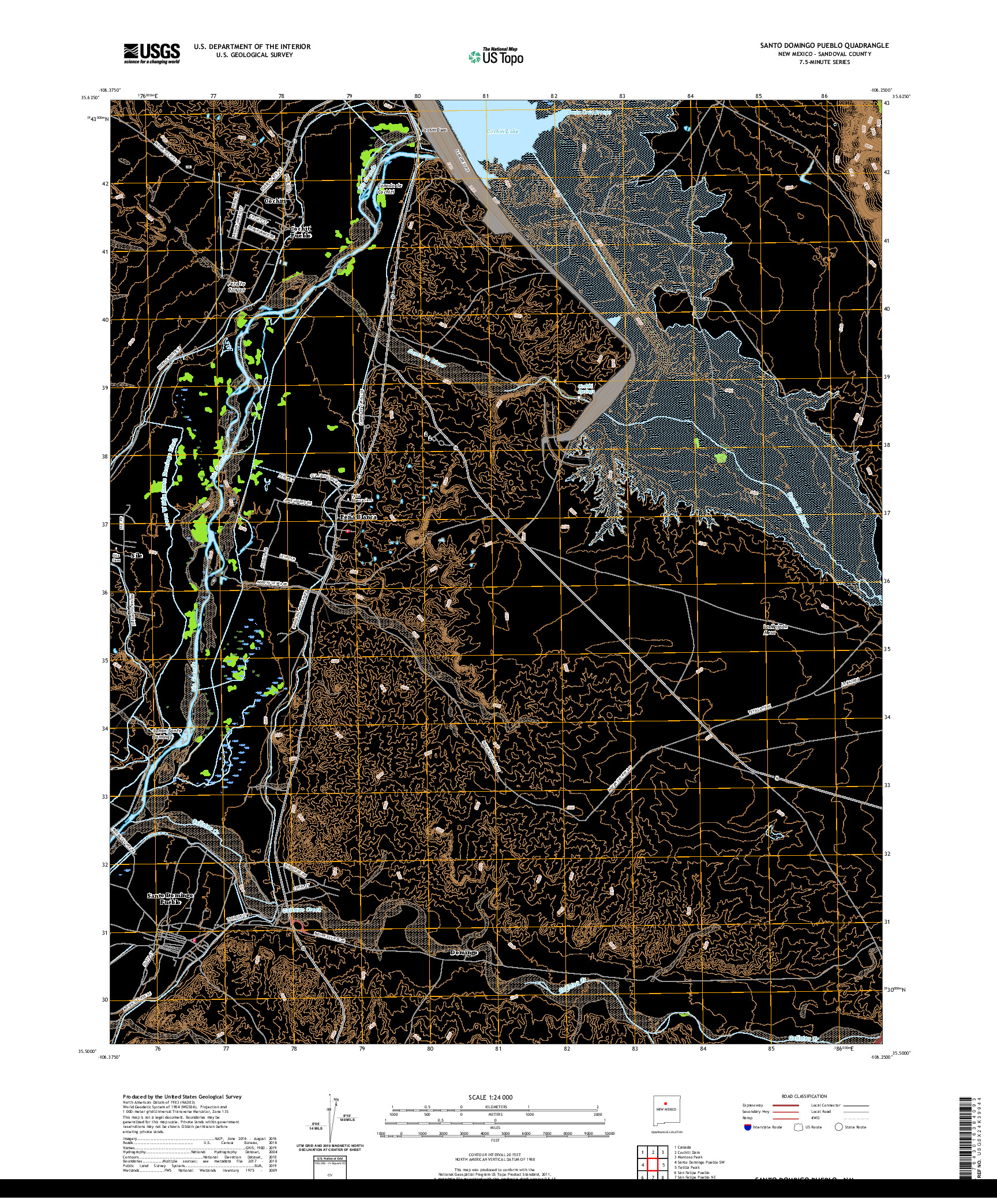 USGS US TOPO 7.5-MINUTE MAP FOR SANTO DOMINGO PUEBLO, NM 2020