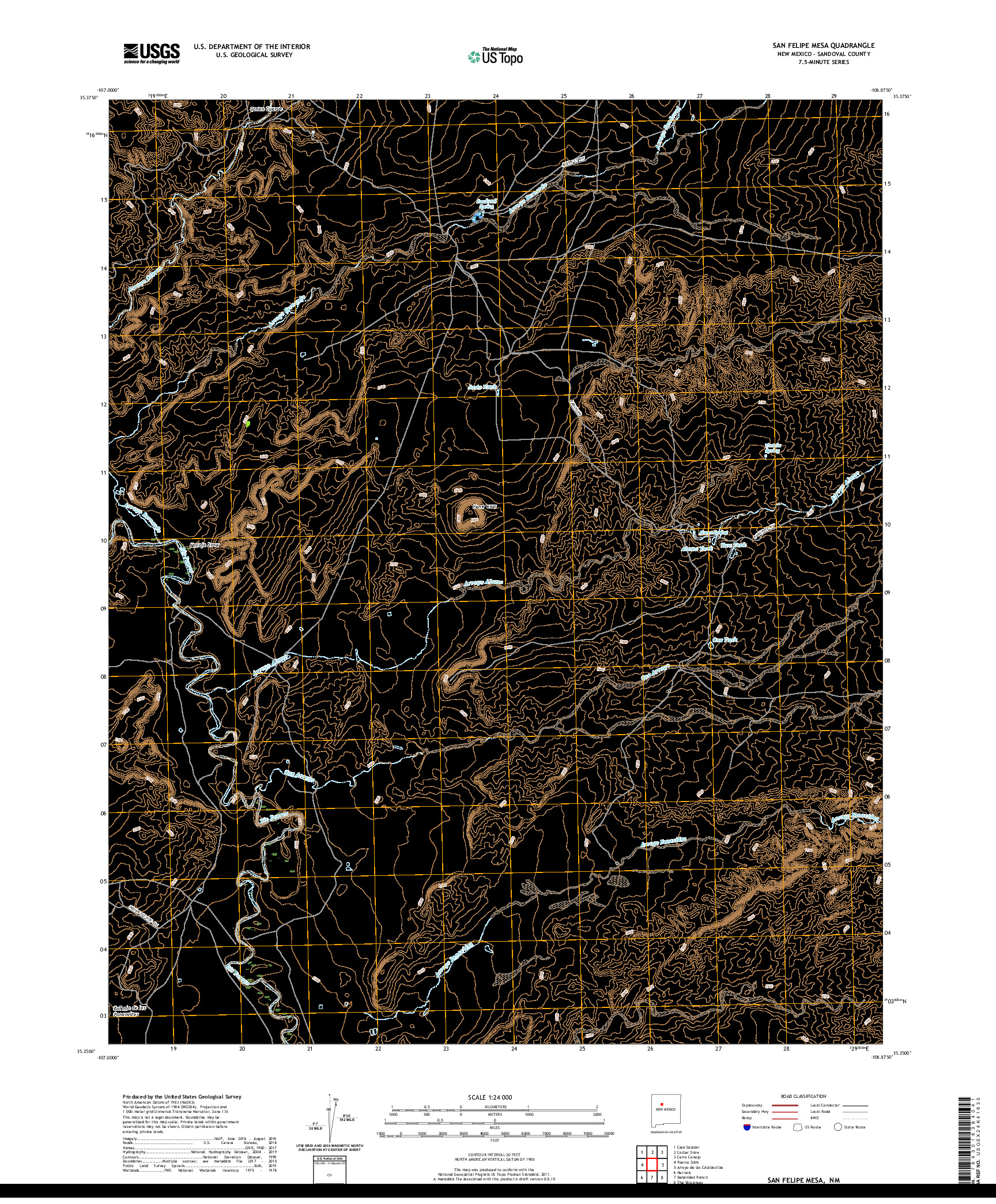 USGS US TOPO 7.5-MINUTE MAP FOR SAN FELIPE MESA, NM 2020