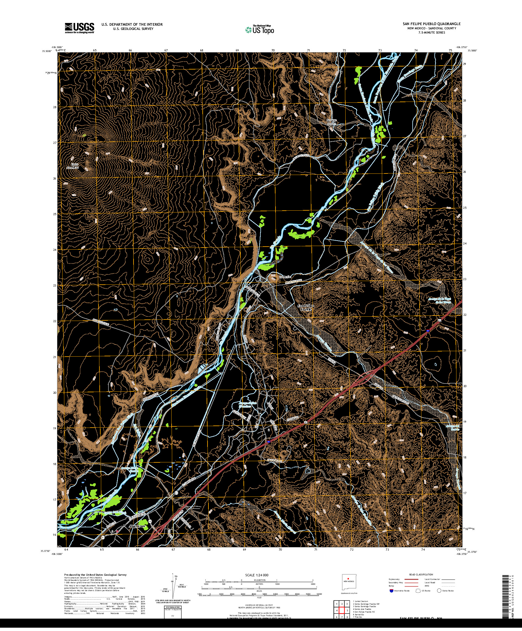 USGS US TOPO 7.5-MINUTE MAP FOR SAN FELIPE PUEBLO, NM 2020
