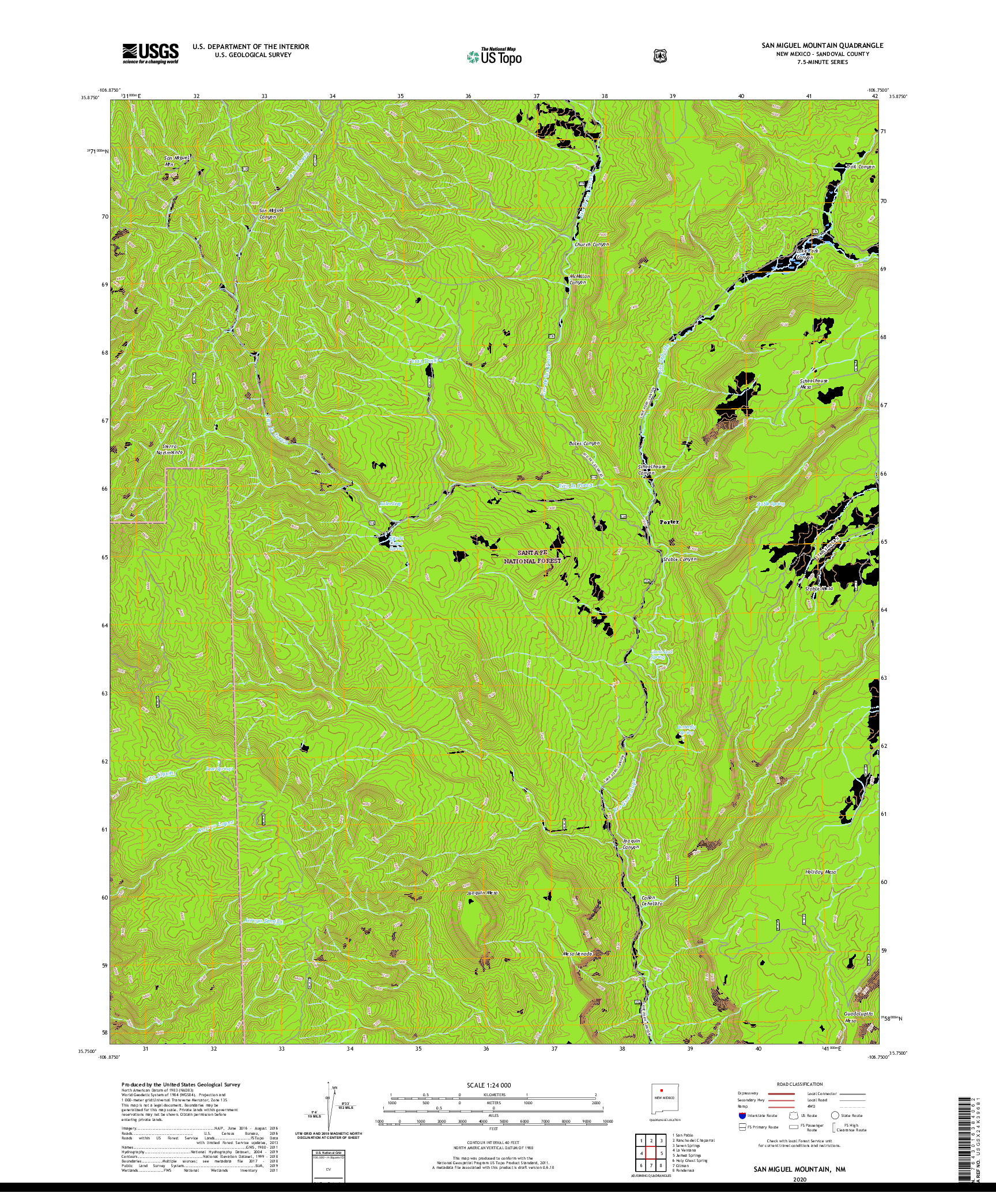 USGS US TOPO 7.5-MINUTE MAP FOR SAN MIGUEL MOUNTAIN, NM 2020