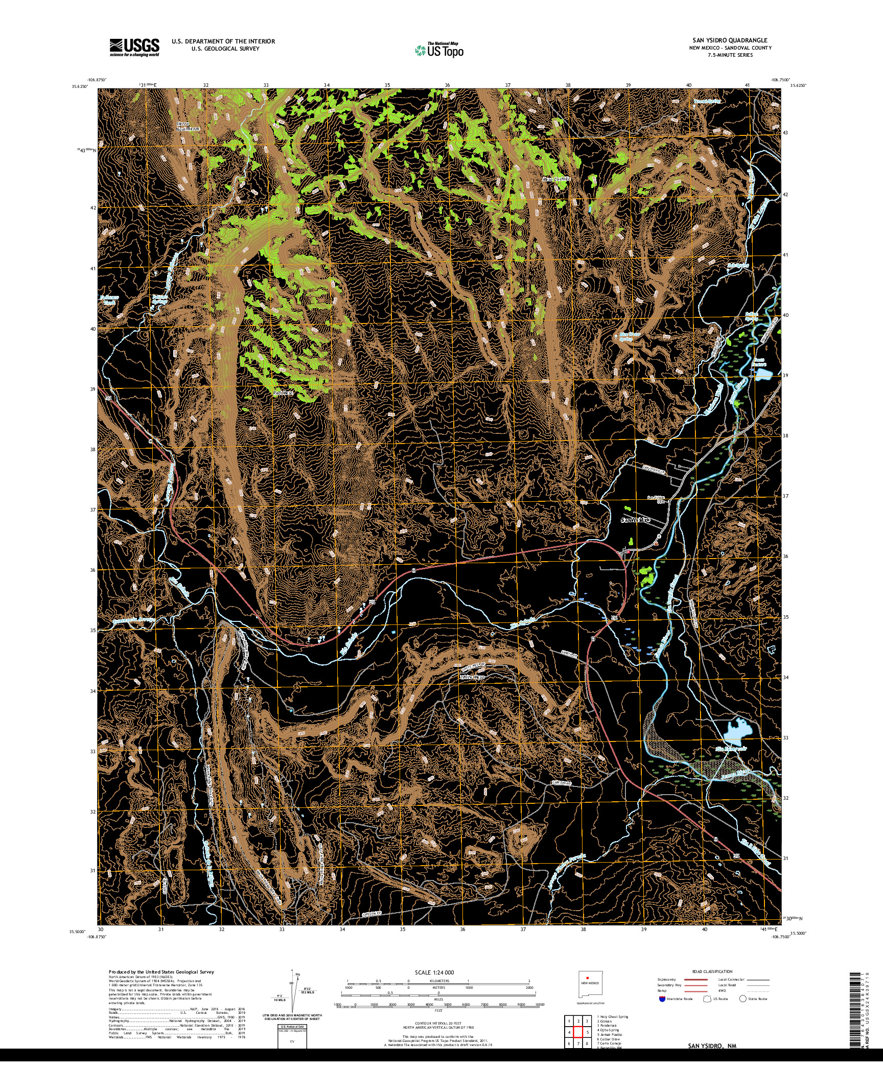 USGS US TOPO 7.5-MINUTE MAP FOR SAN YSIDRO, NM 2020