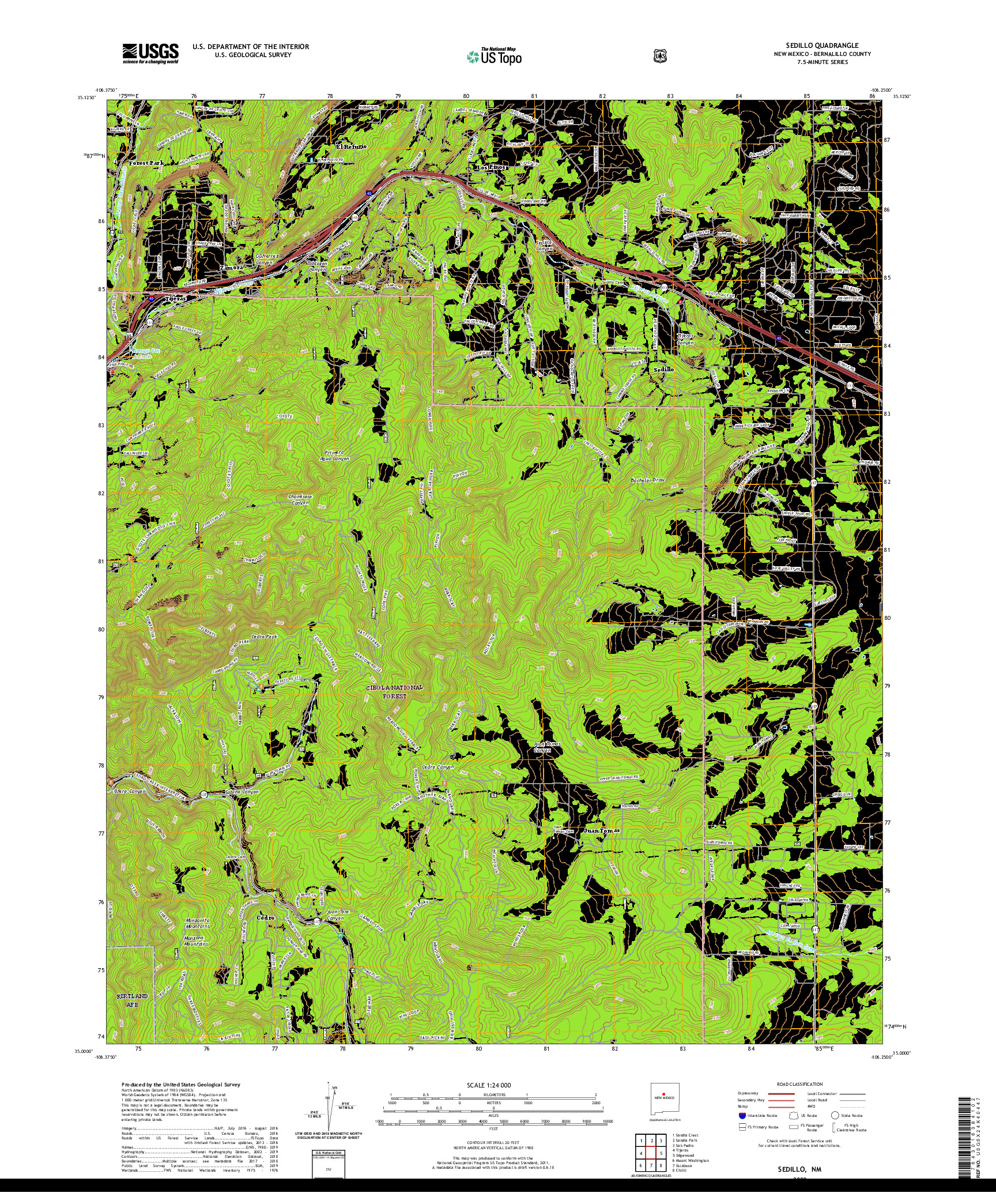 USGS US TOPO 7.5-MINUTE MAP FOR SEDILLO, NM 2020