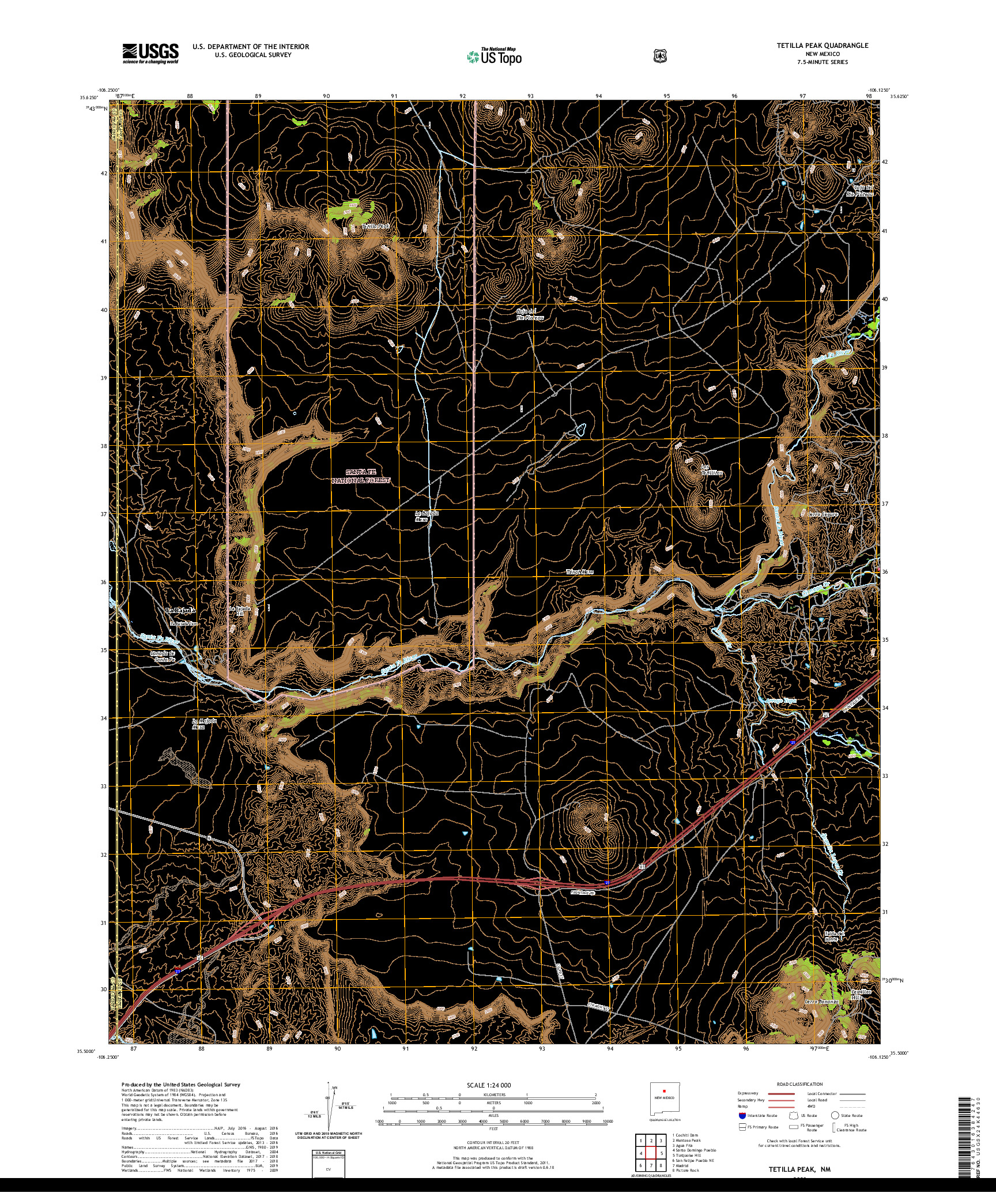 USGS US TOPO 7.5-MINUTE MAP FOR TETILLA PEAK, NM 2020