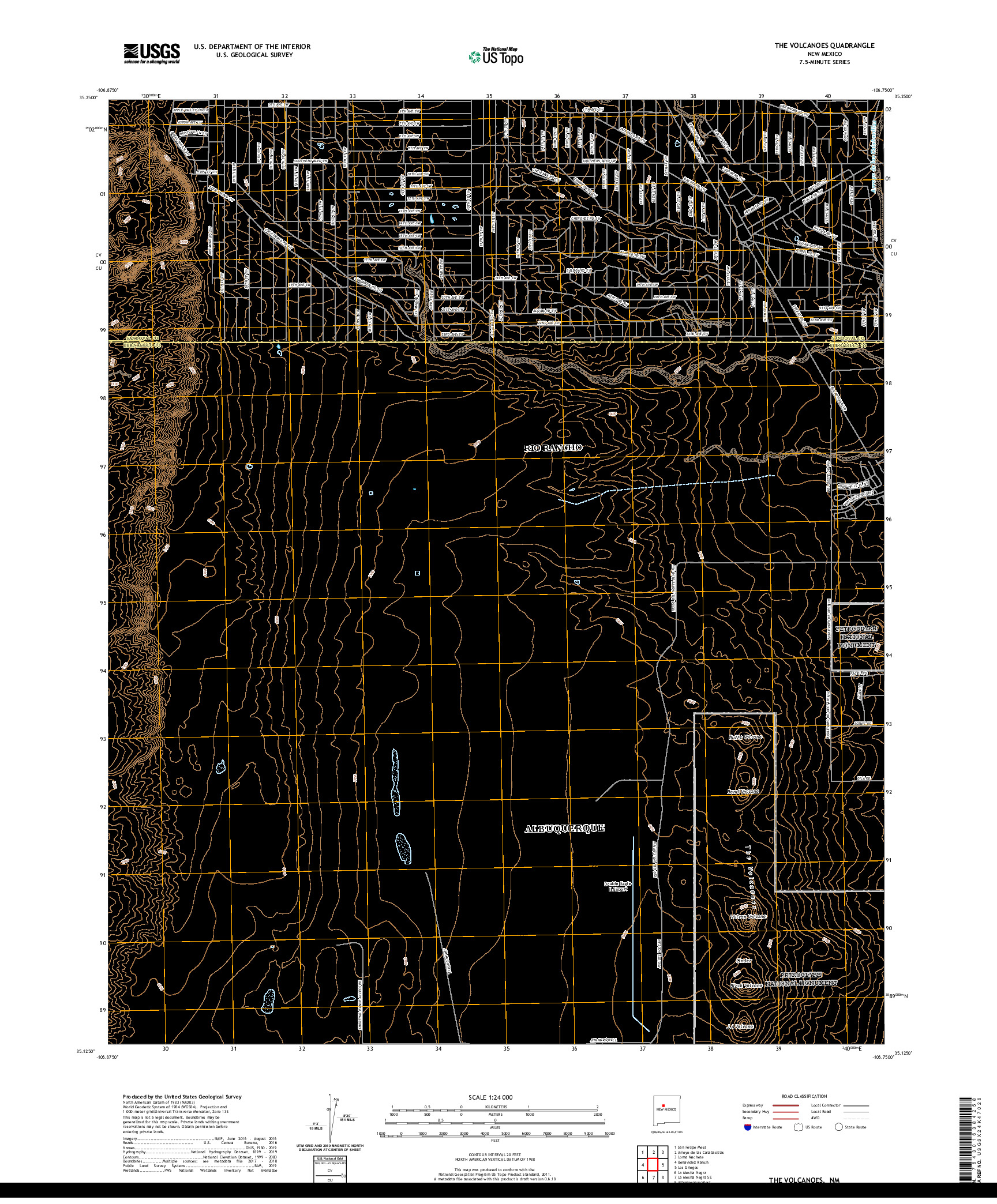 USGS US TOPO 7.5-MINUTE MAP FOR THE VOLCANOES, NM 2020