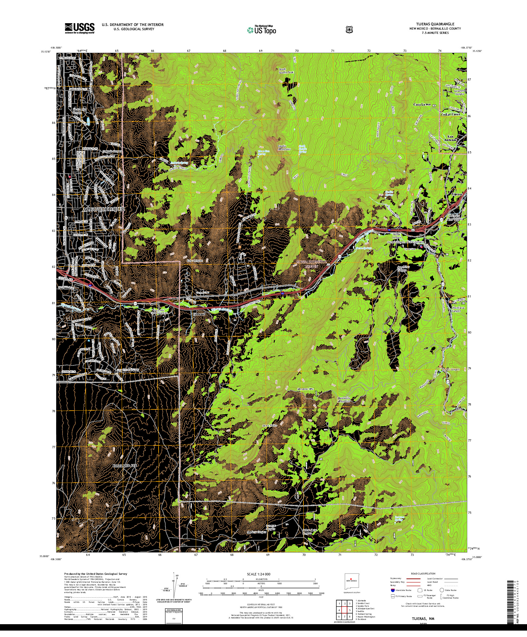USGS US TOPO 7.5-MINUTE MAP FOR TIJERAS, NM 2020