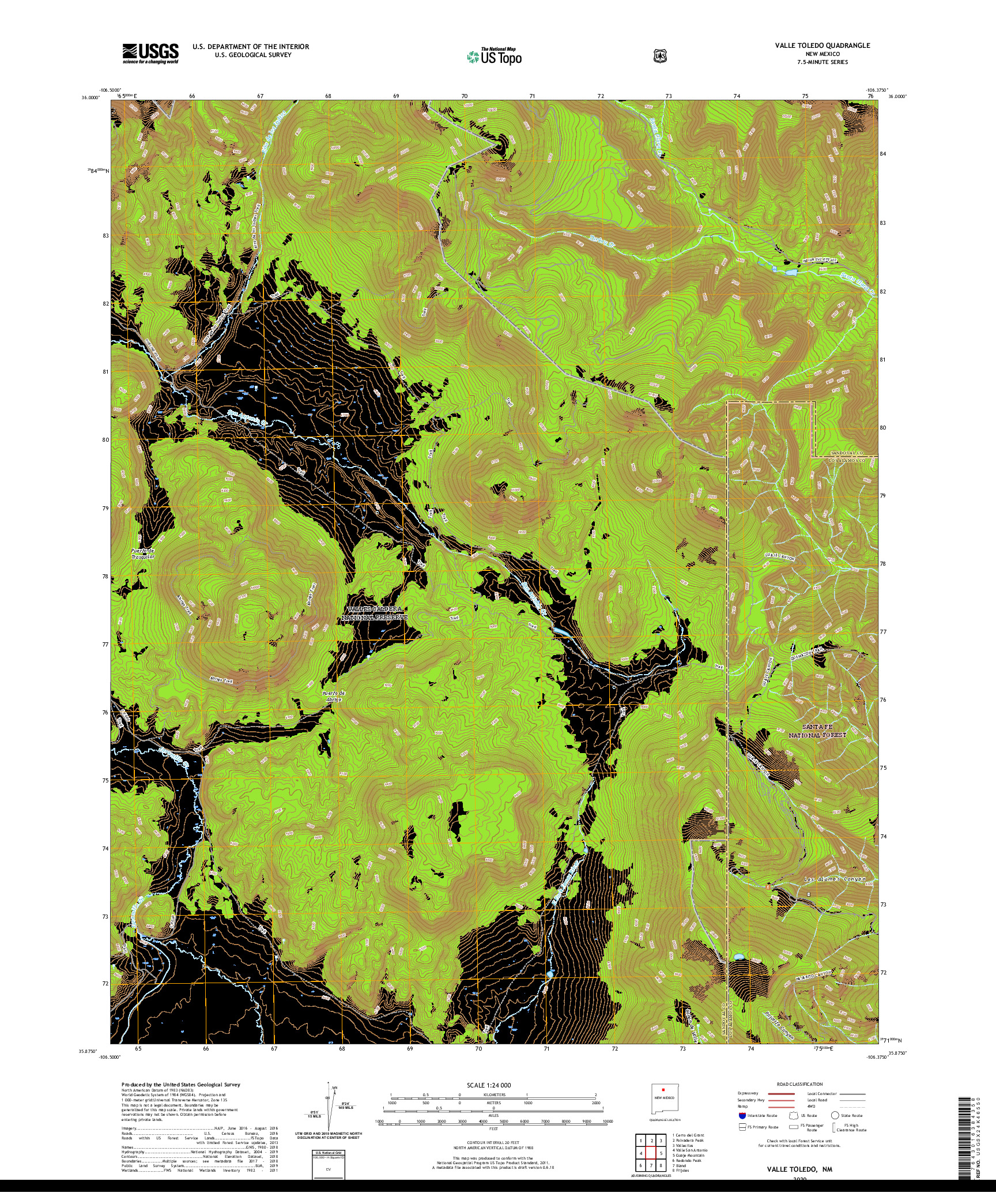 USGS US TOPO 7.5-MINUTE MAP FOR VALLE TOLEDO, NM 2020