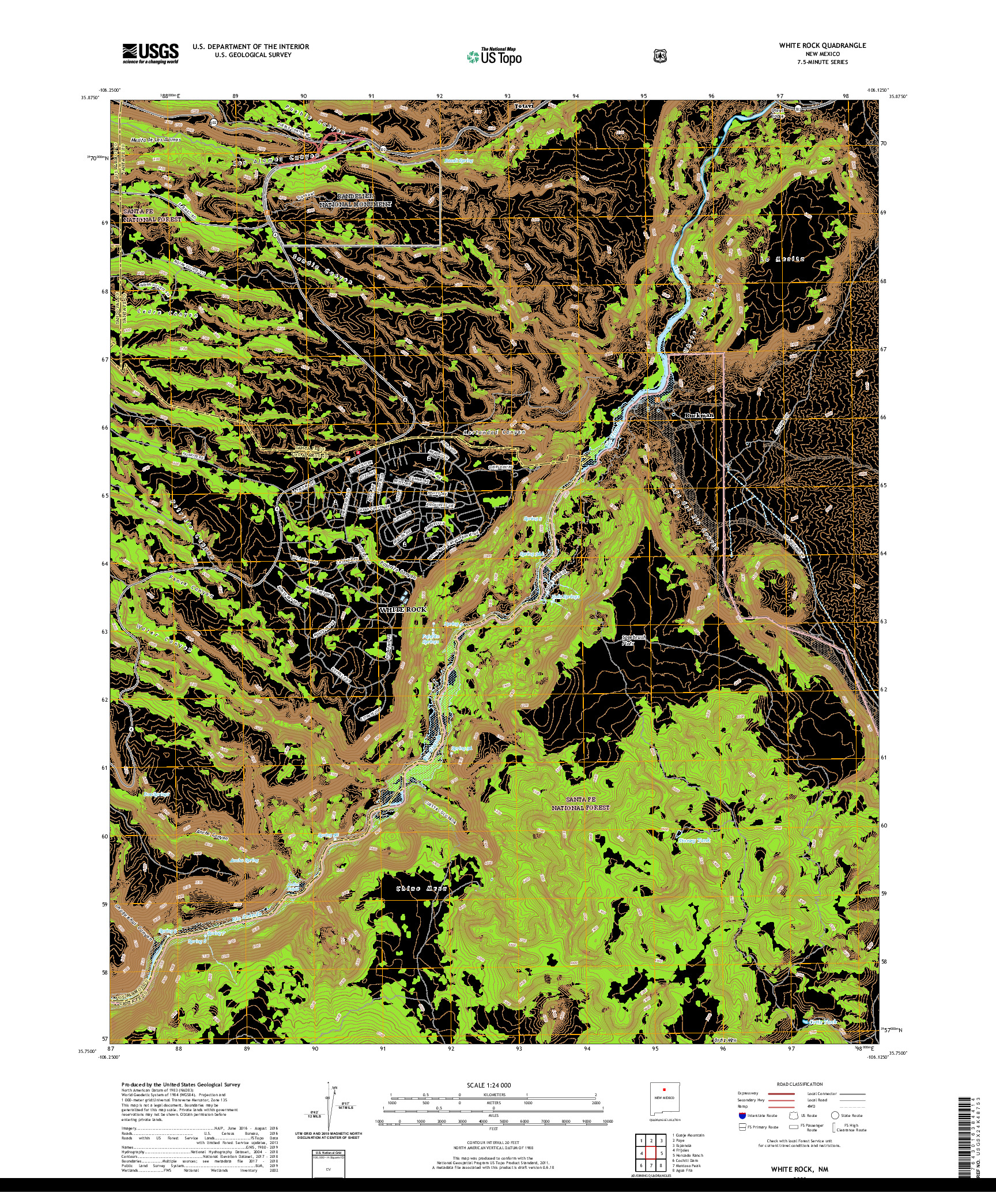 USGS US TOPO 7.5-MINUTE MAP FOR WHITE ROCK, NM 2020