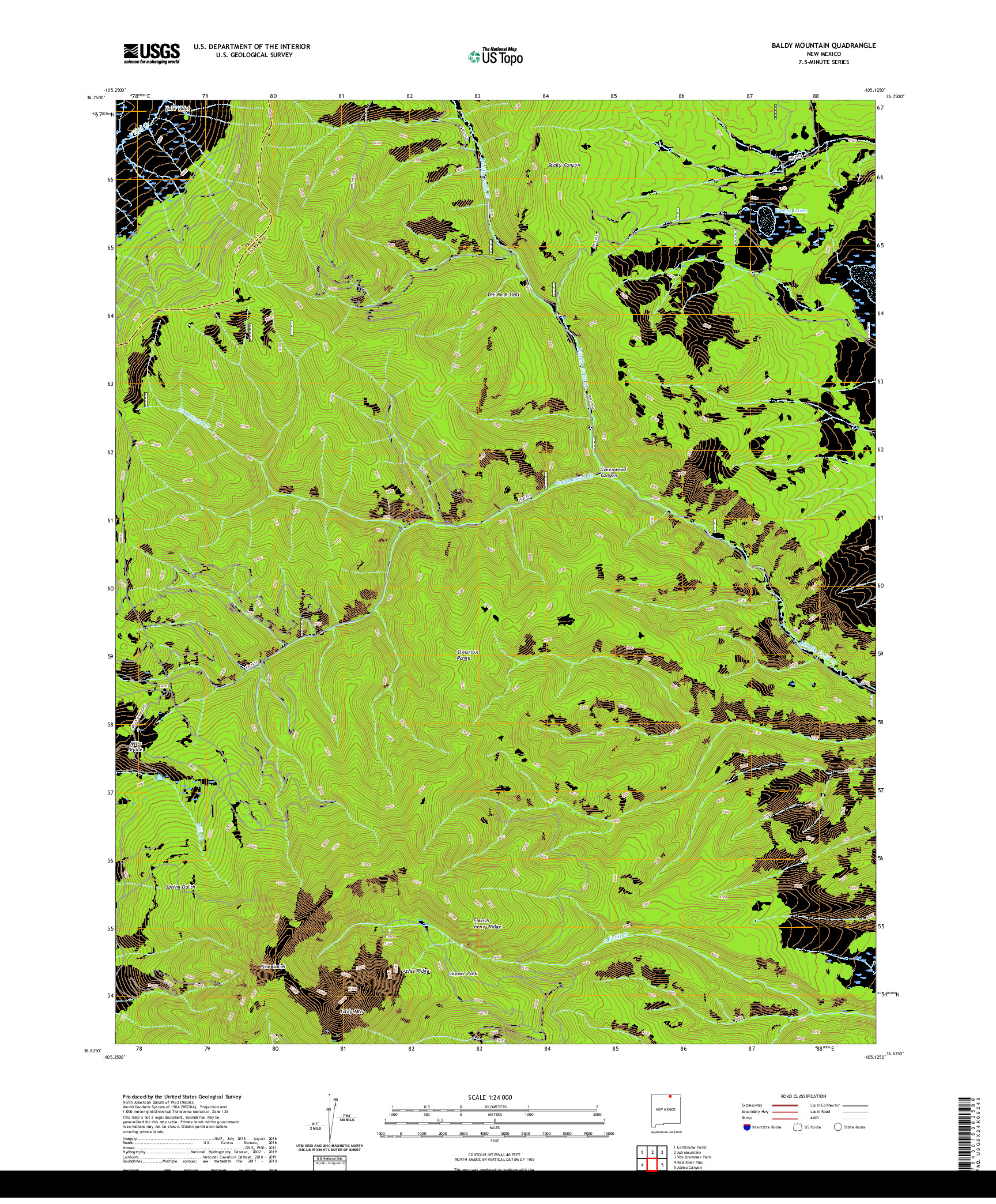 USGS US TOPO 7.5-MINUTE MAP FOR BALDY MOUNTAIN, NM 2020