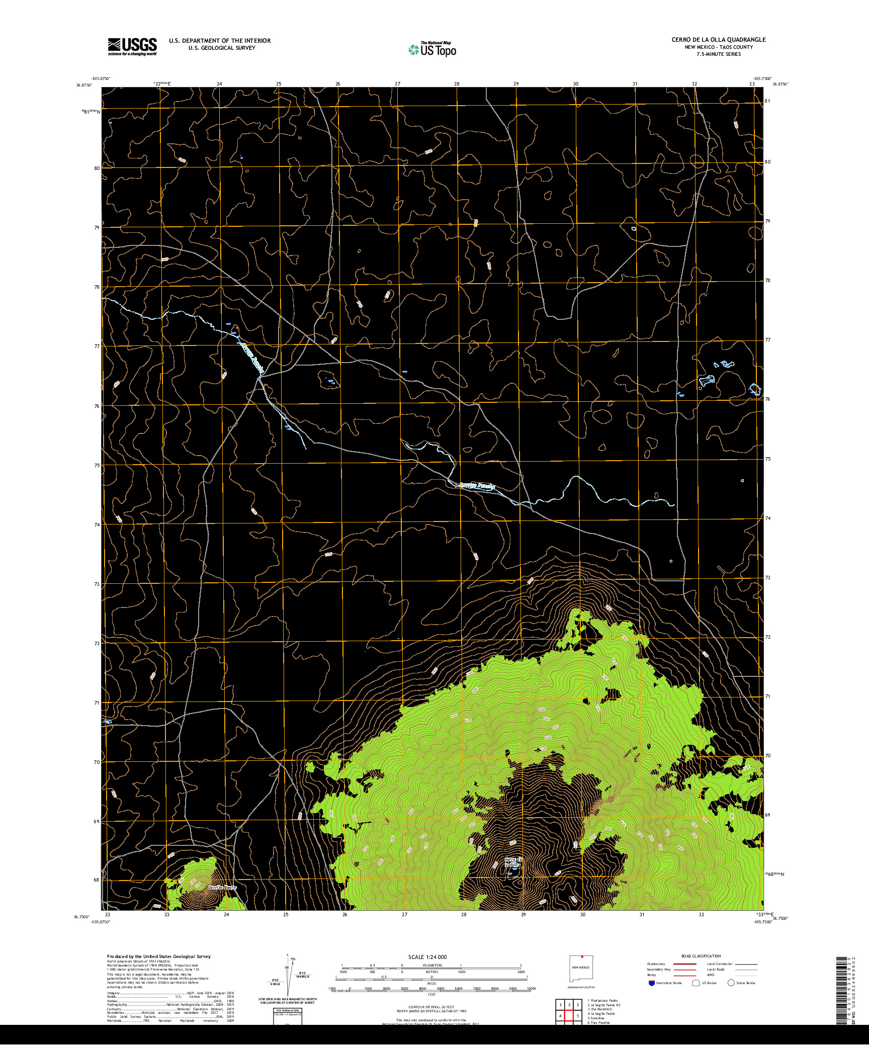 USGS US TOPO 7.5-MINUTE MAP FOR CERRO DE LA OLLA, NM 2020