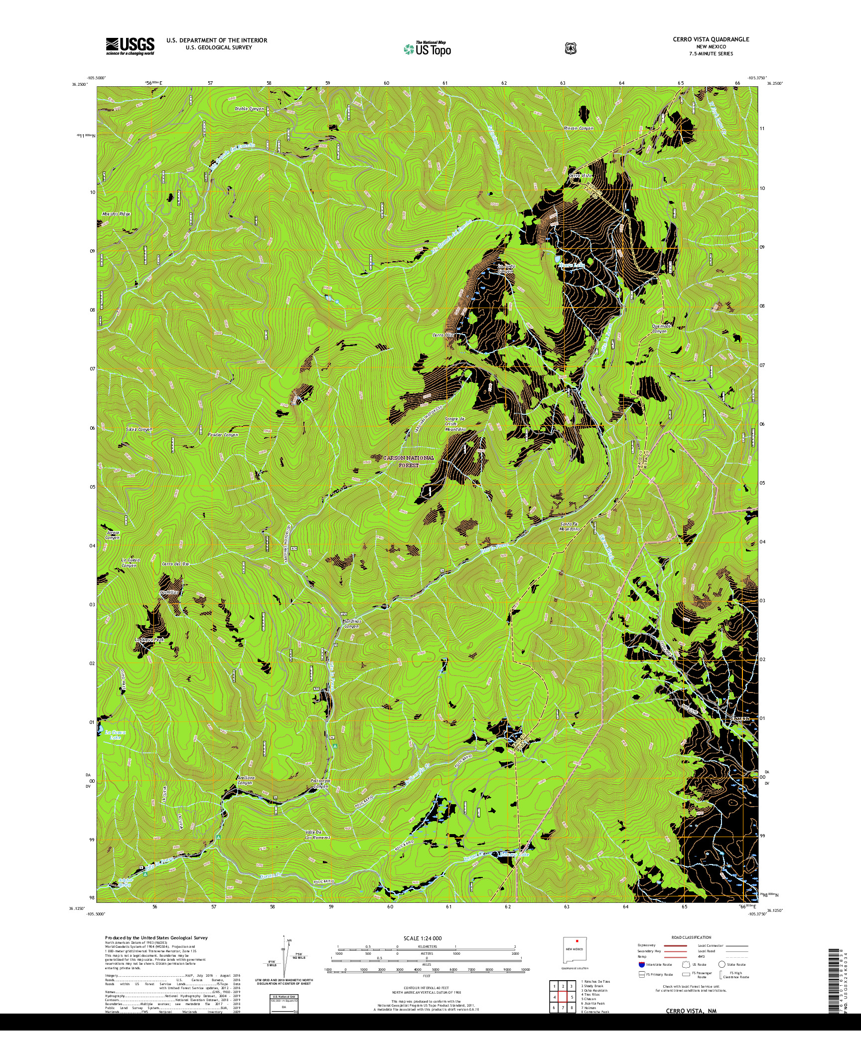 USGS US TOPO 7.5-MINUTE MAP FOR CERRO VISTA, NM 2020