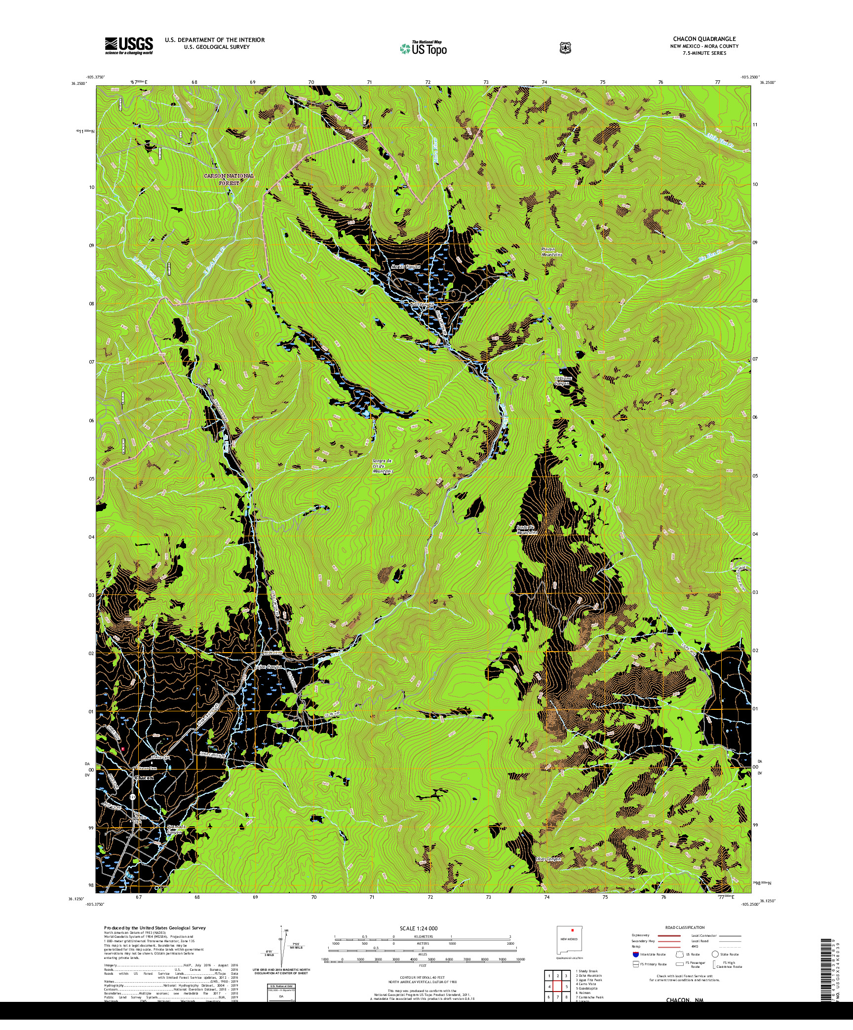 USGS US TOPO 7.5-MINUTE MAP FOR CHACON, NM 2020