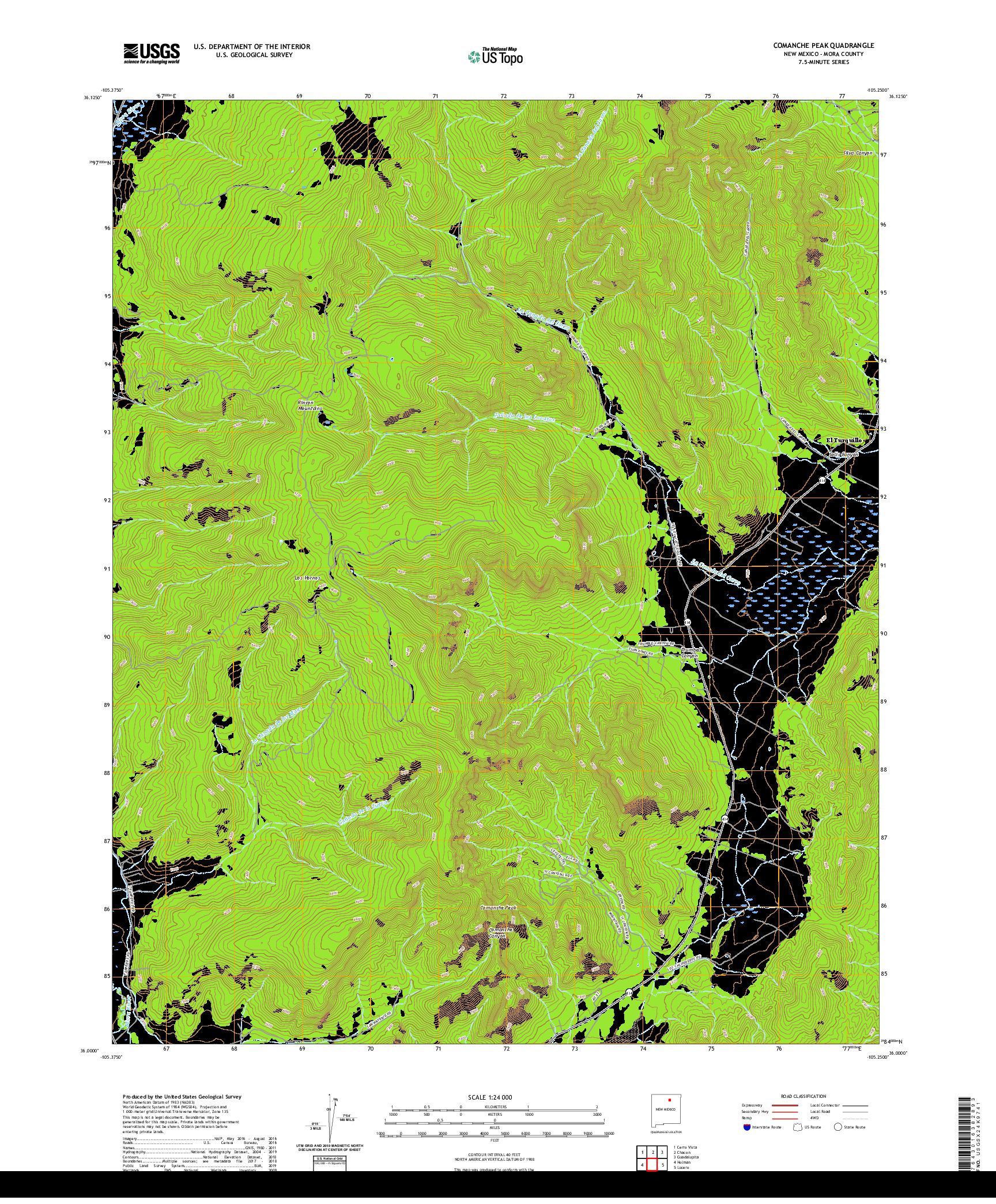 USGS US TOPO 7.5-MINUTE MAP FOR COMANCHE PEAK, NM 2020