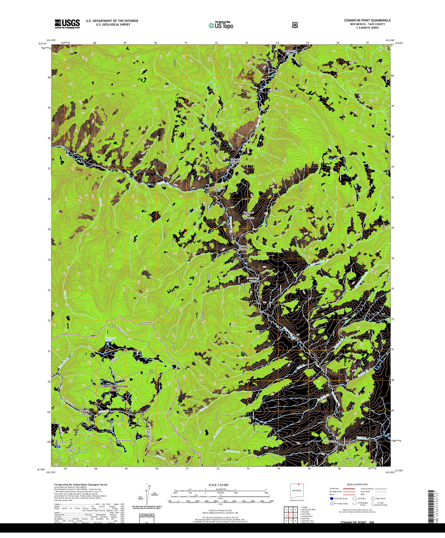 USGS US TOPO 7.5-MINUTE MAP FOR COMANCHE POINT, NM 2020