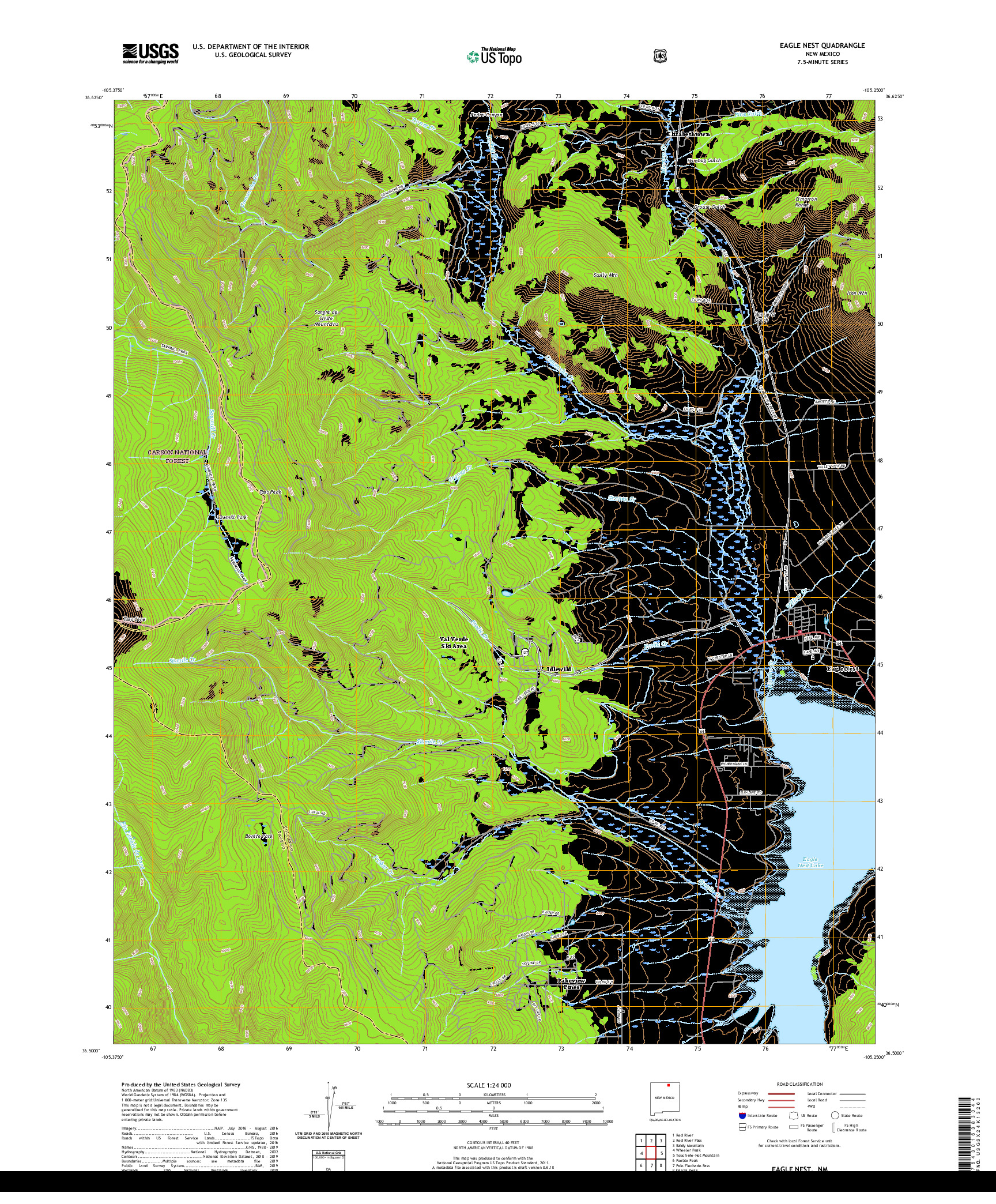 USGS US TOPO 7.5-MINUTE MAP FOR EAGLE NEST, NM 2020