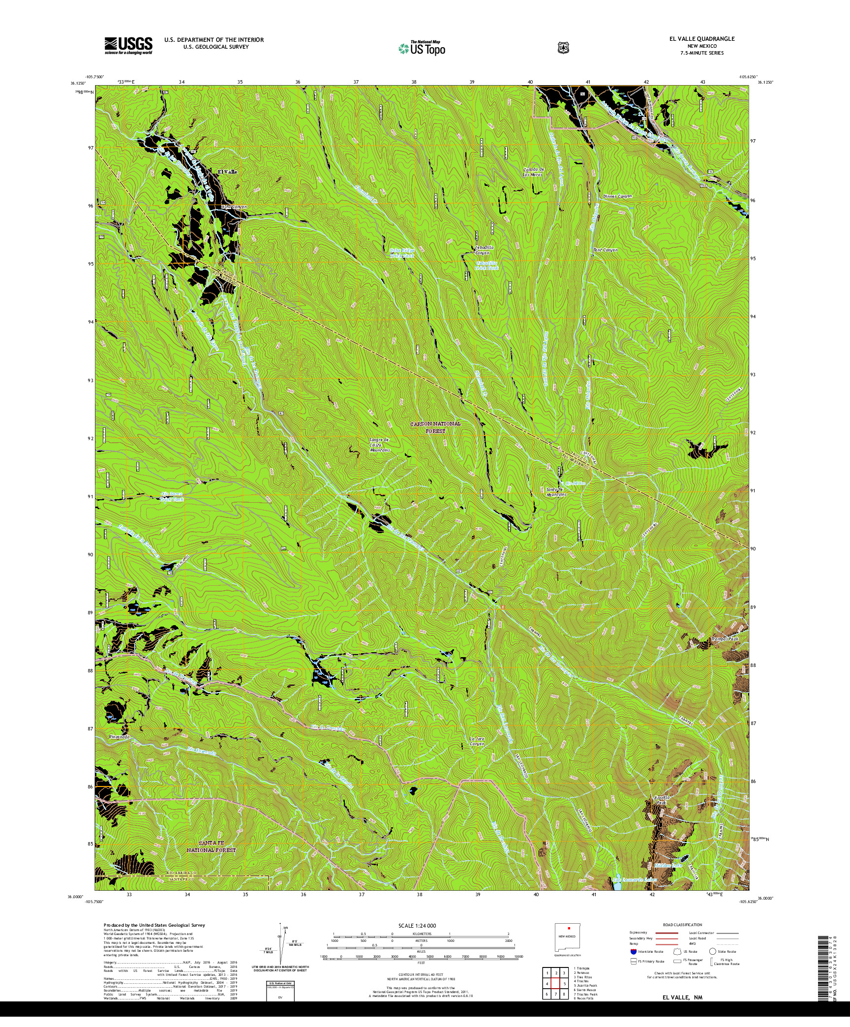 USGS US TOPO 7.5-MINUTE MAP FOR EL VALLE, NM 2020