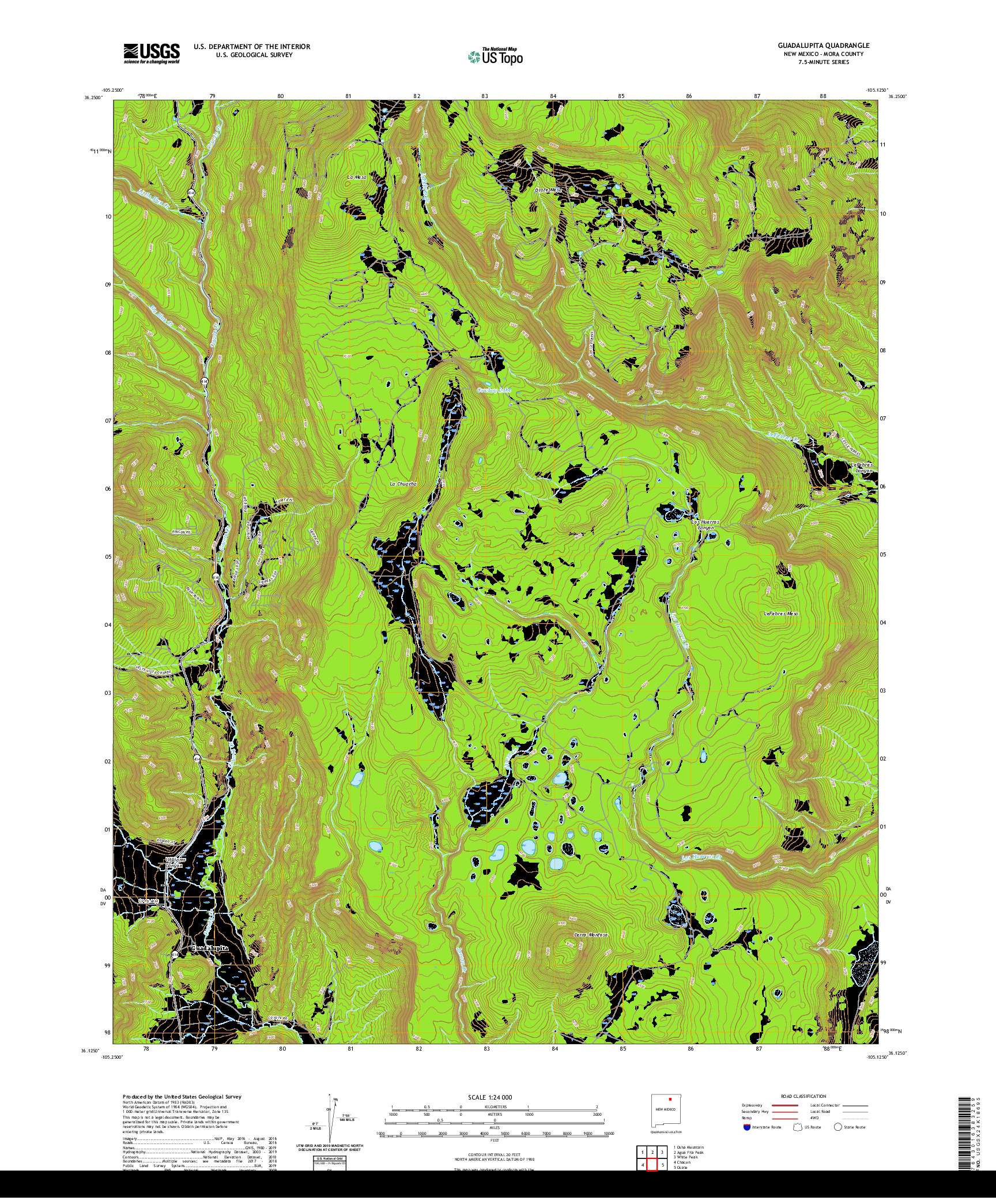 USGS US TOPO 7.5-MINUTE MAP FOR GUADALUPITA, NM 2020