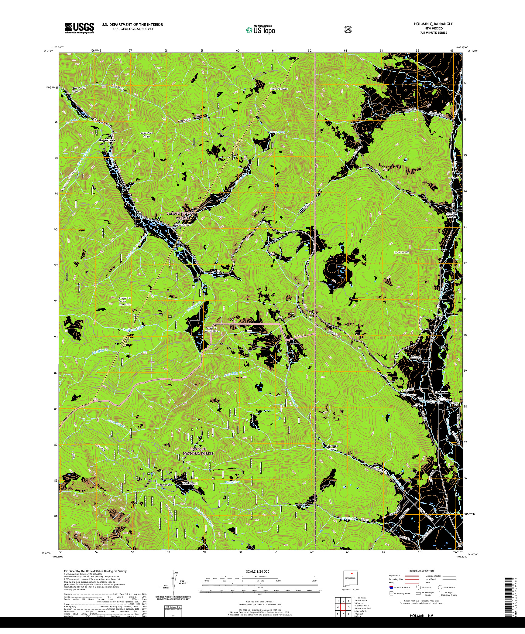 USGS US TOPO 7.5-MINUTE MAP FOR HOLMAN, NM 2020