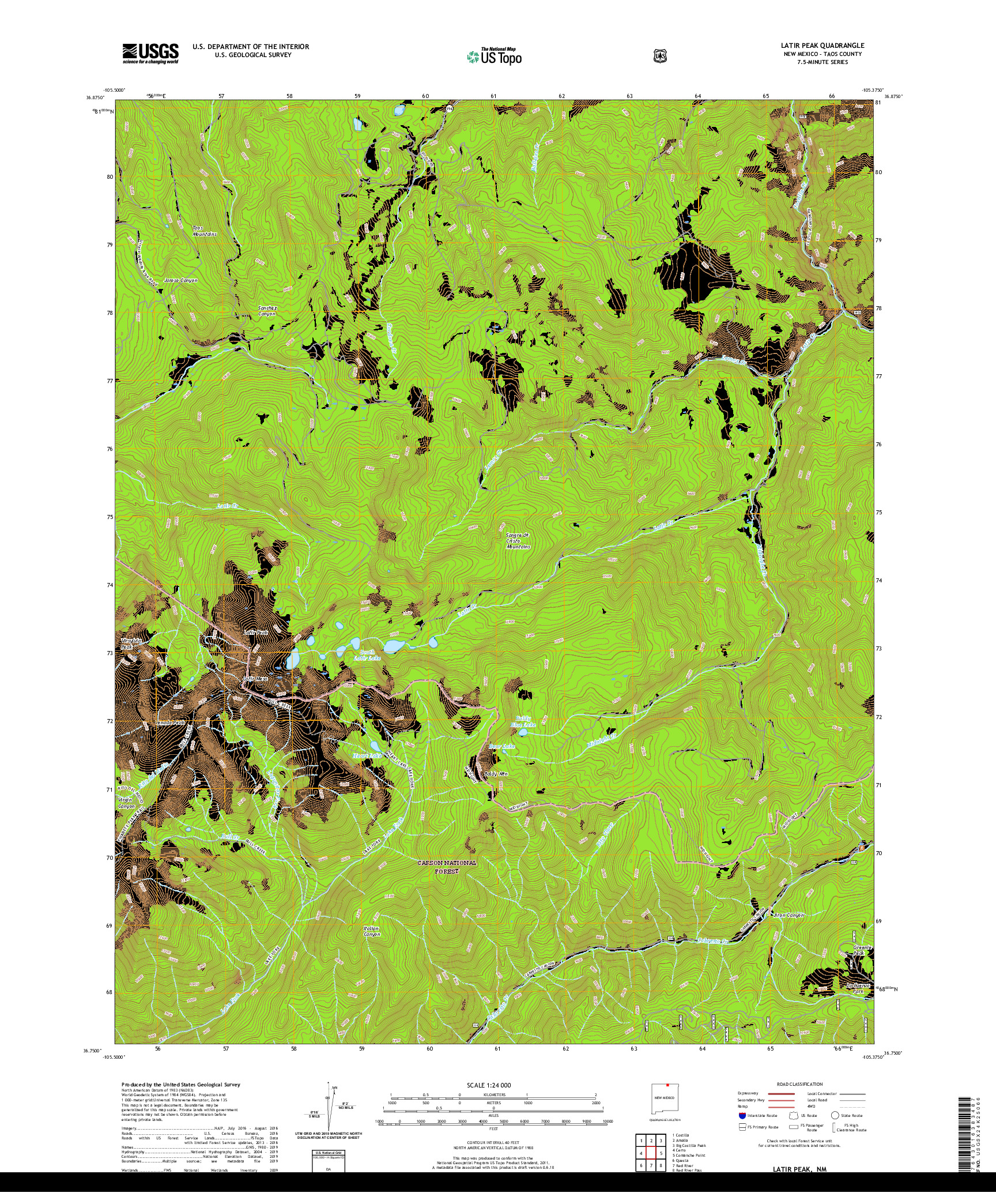 USGS US TOPO 7.5-MINUTE MAP FOR LATIR PEAK, NM 2020