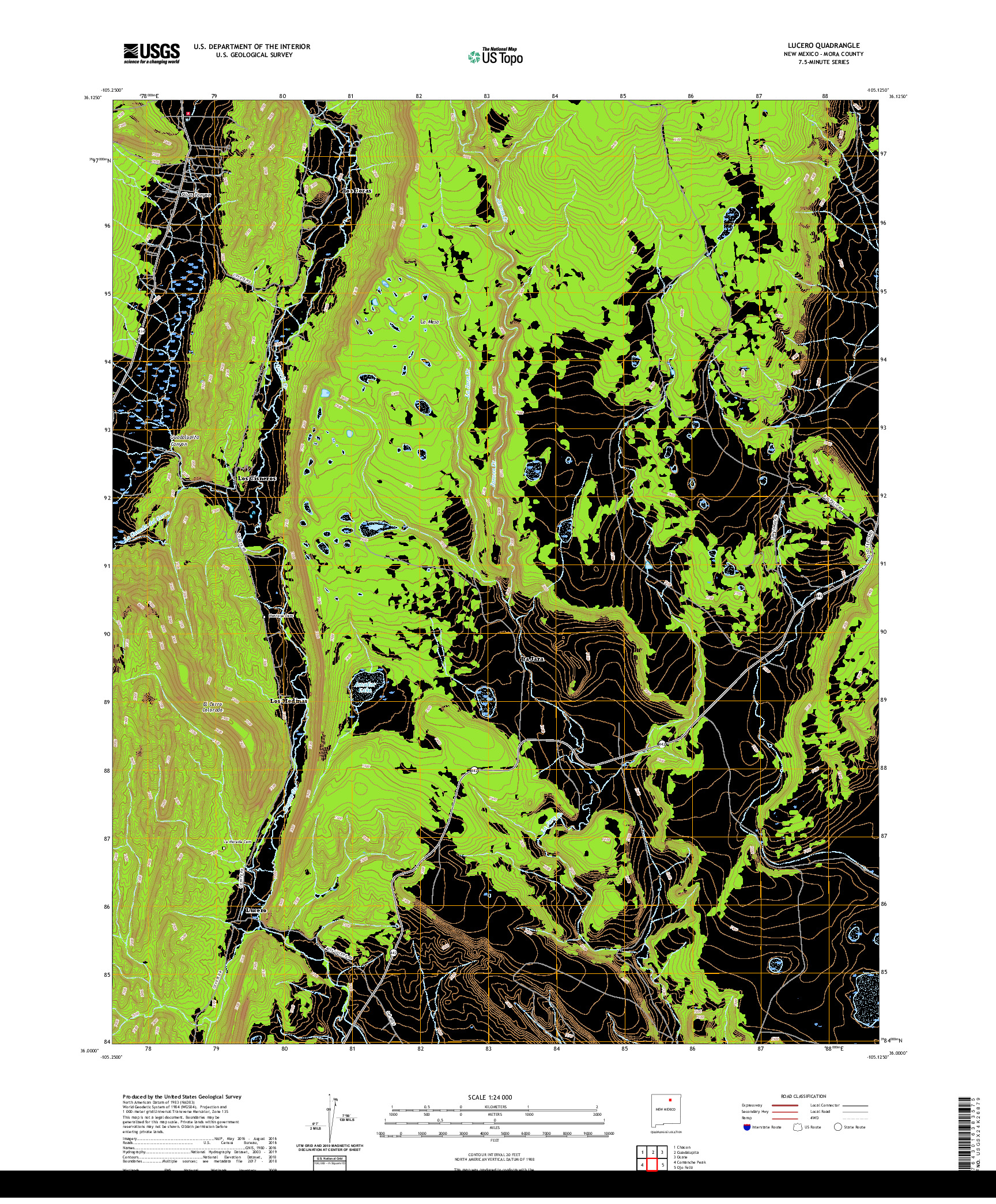 USGS US TOPO 7.5-MINUTE MAP FOR LUCERO, NM 2020