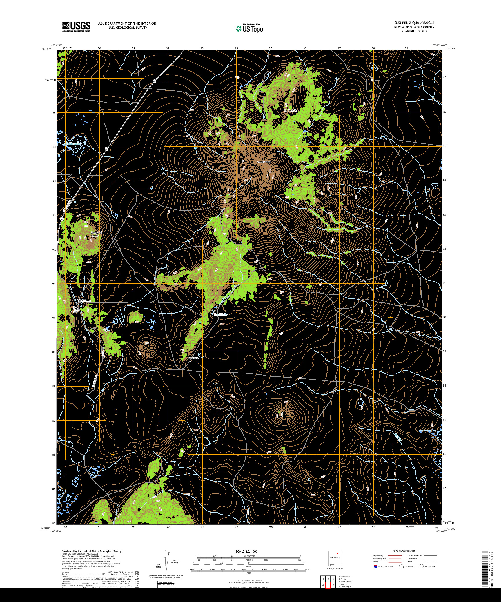 USGS US TOPO 7.5-MINUTE MAP FOR OJO FELIZ, NM 2020