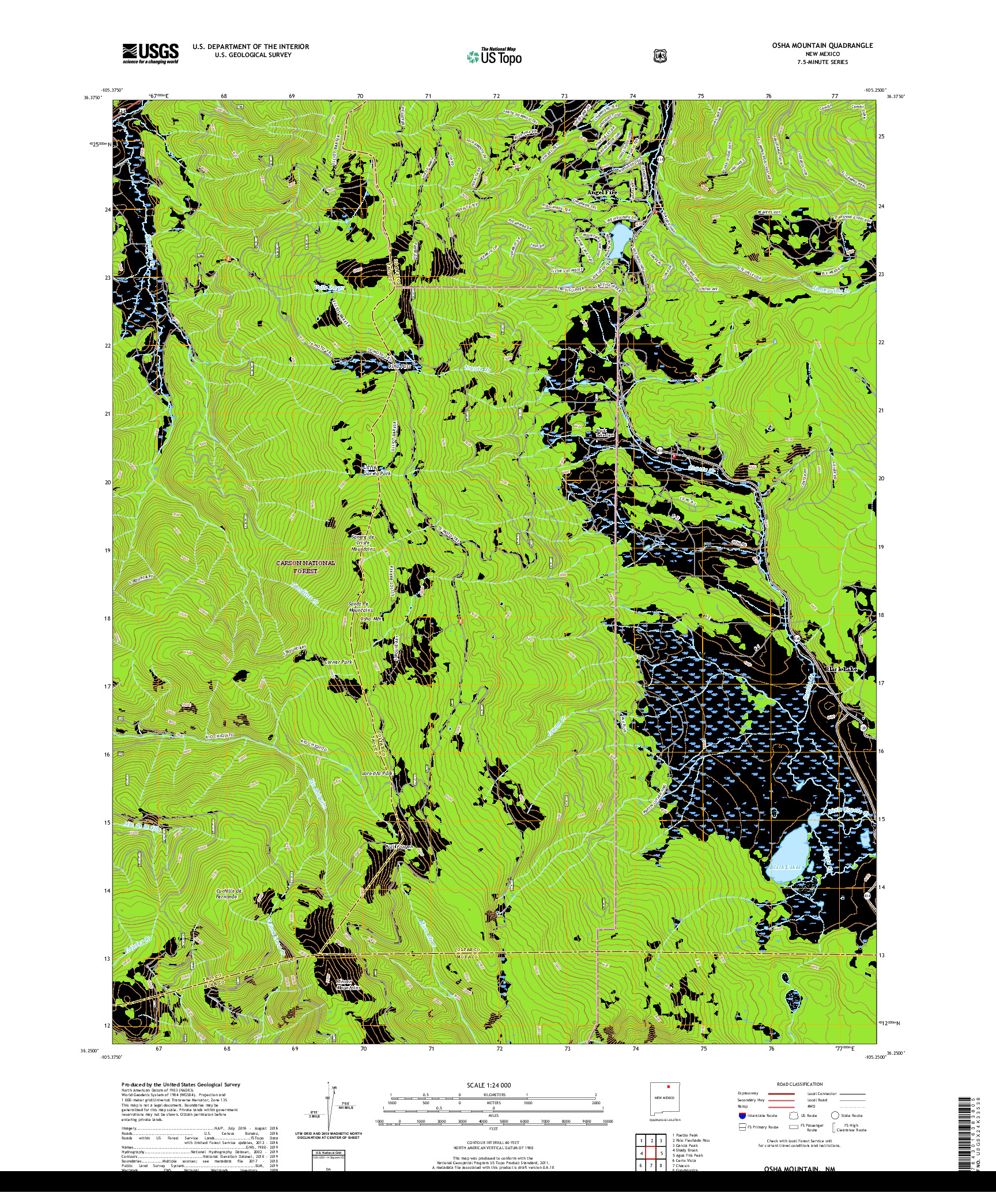 USGS US TOPO 7.5-MINUTE MAP FOR OSHA MOUNTAIN, NM 2020