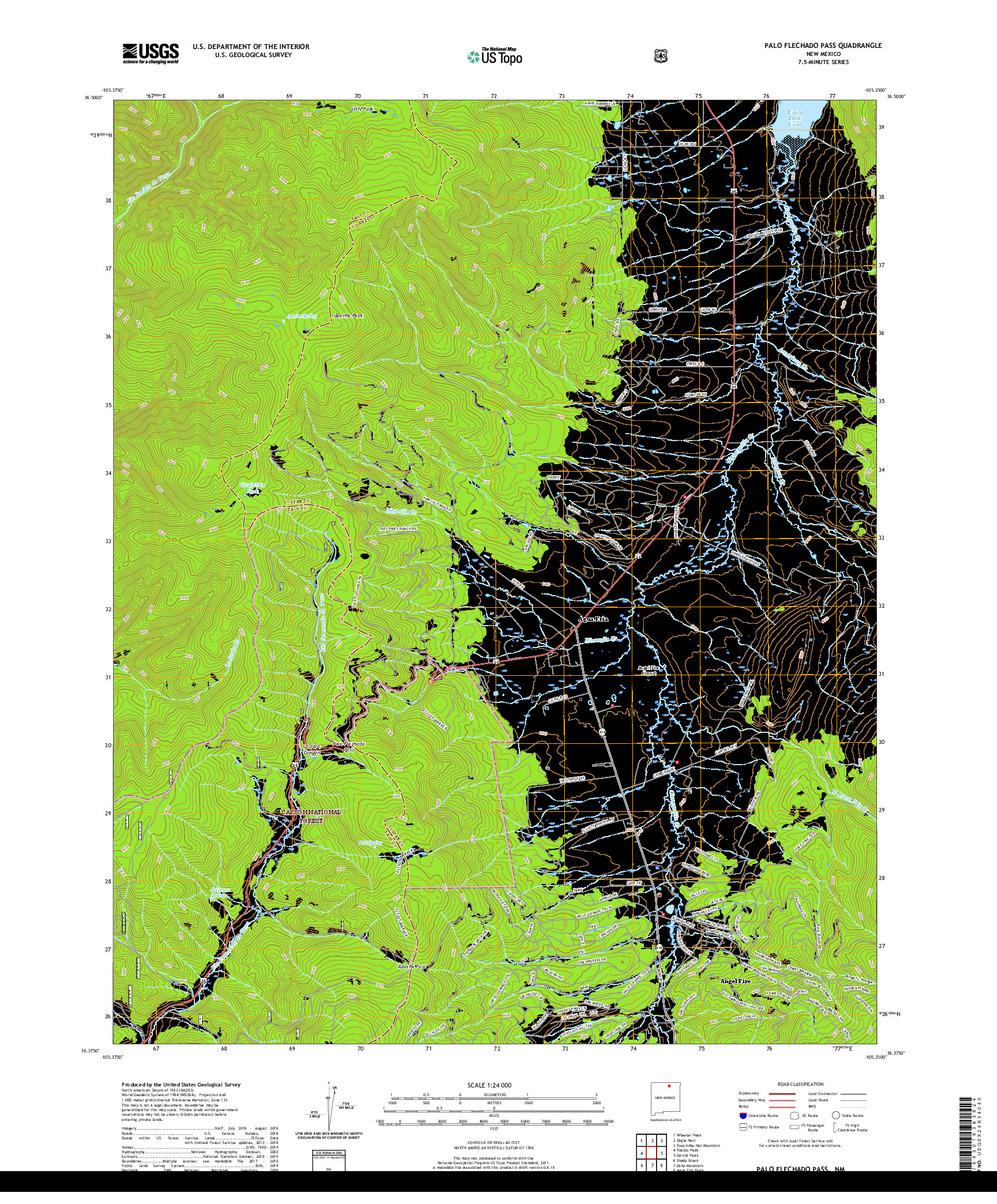 USGS US TOPO 7.5-MINUTE MAP FOR PALO FLECHADO PASS, NM 2020
