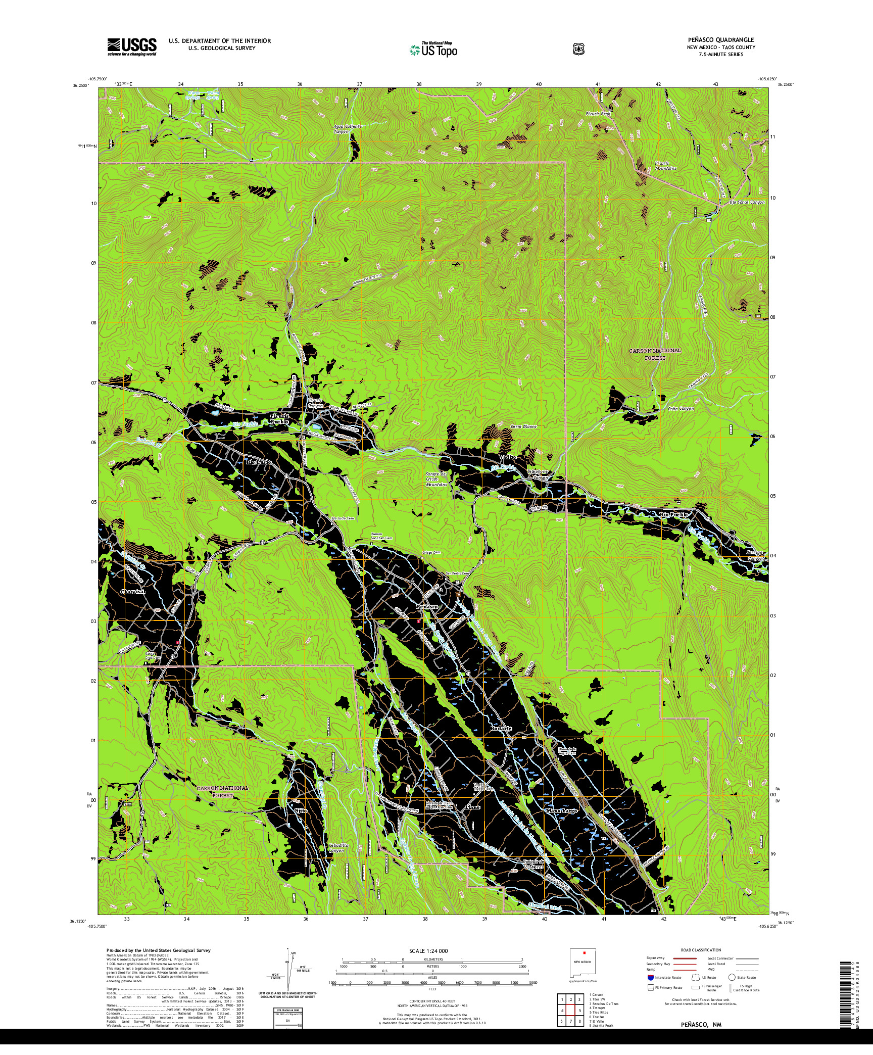 USGS US TOPO 7.5-MINUTE MAP FOR PENASCO, NM 2020