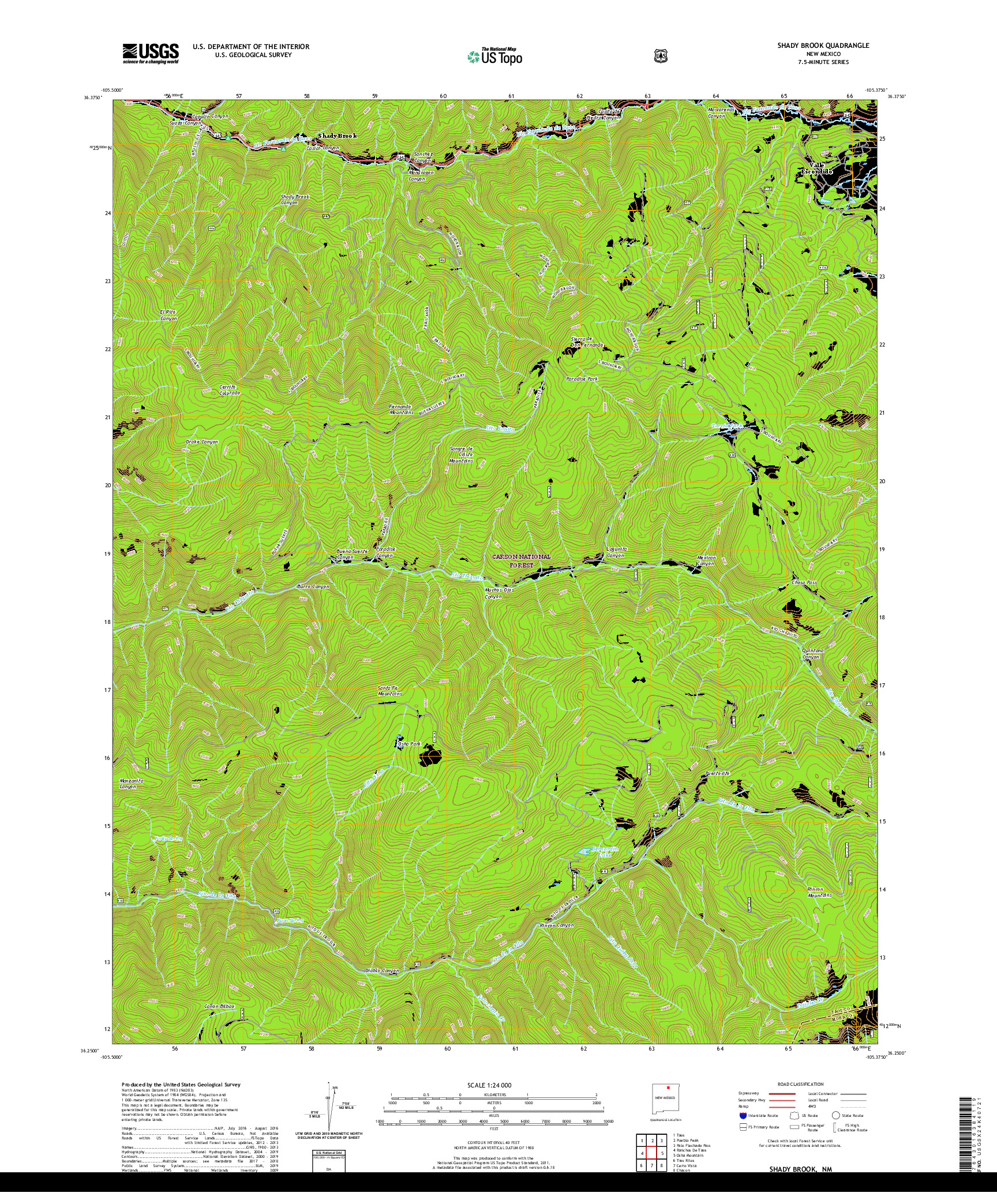 USGS US TOPO 7.5-MINUTE MAP FOR SHADY BROOK, NM 2020