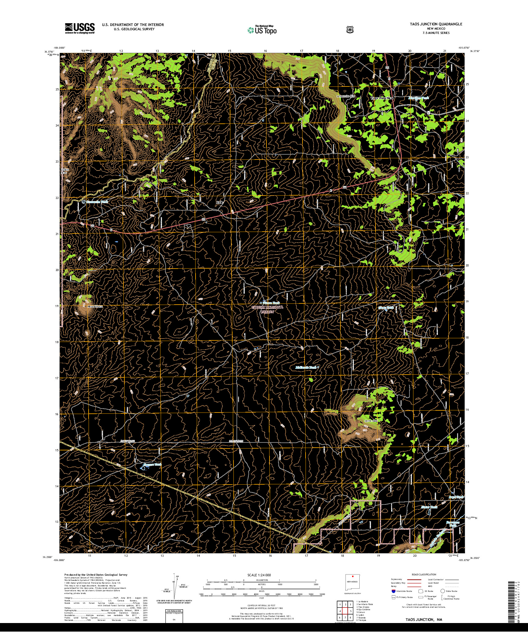 USGS US TOPO 7.5-MINUTE MAP FOR TAOS JUNCTION, NM 2020