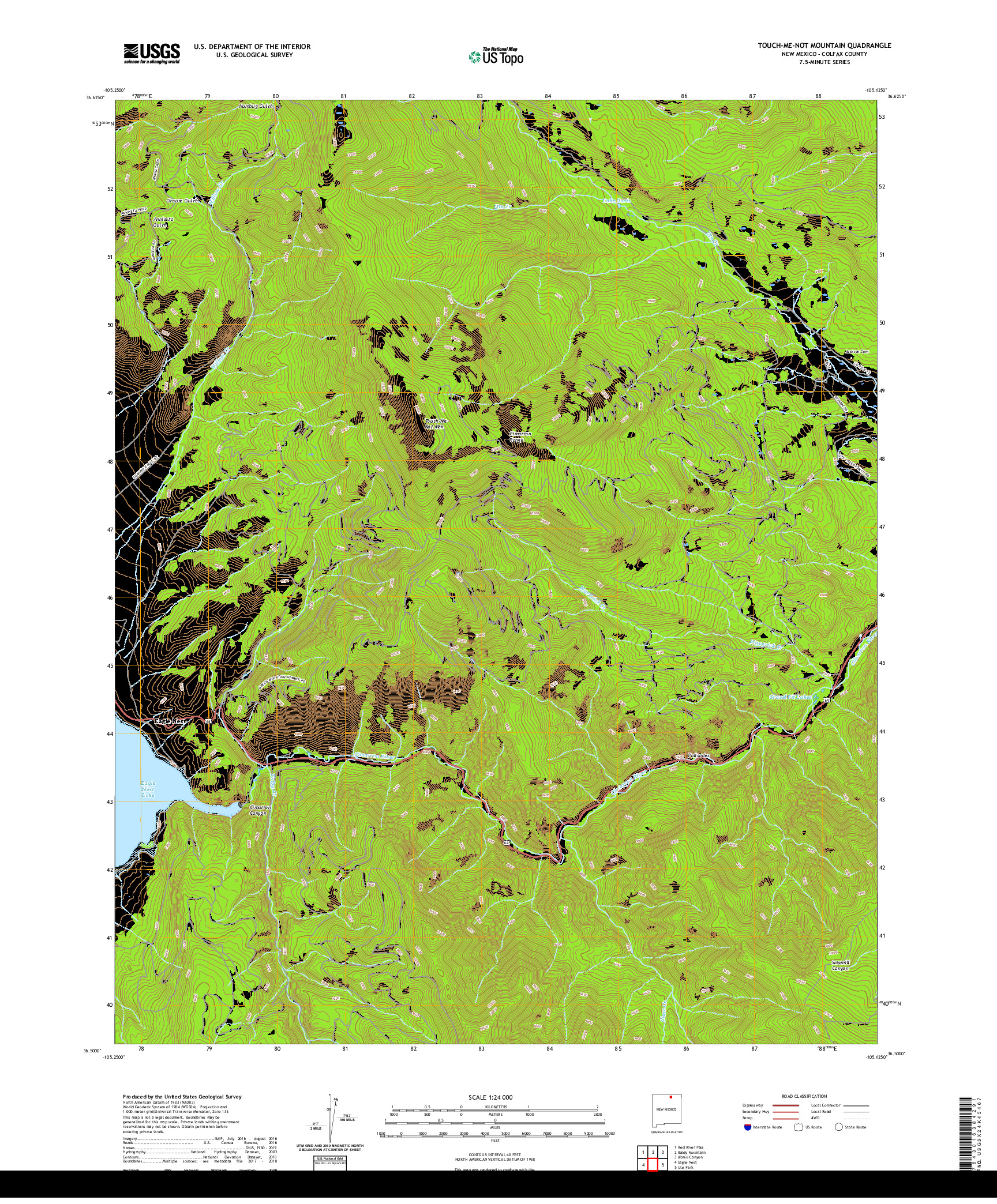 USGS US TOPO 7.5-MINUTE MAP FOR TOUCH-ME-NOT MOUNTAIN, NM 2020