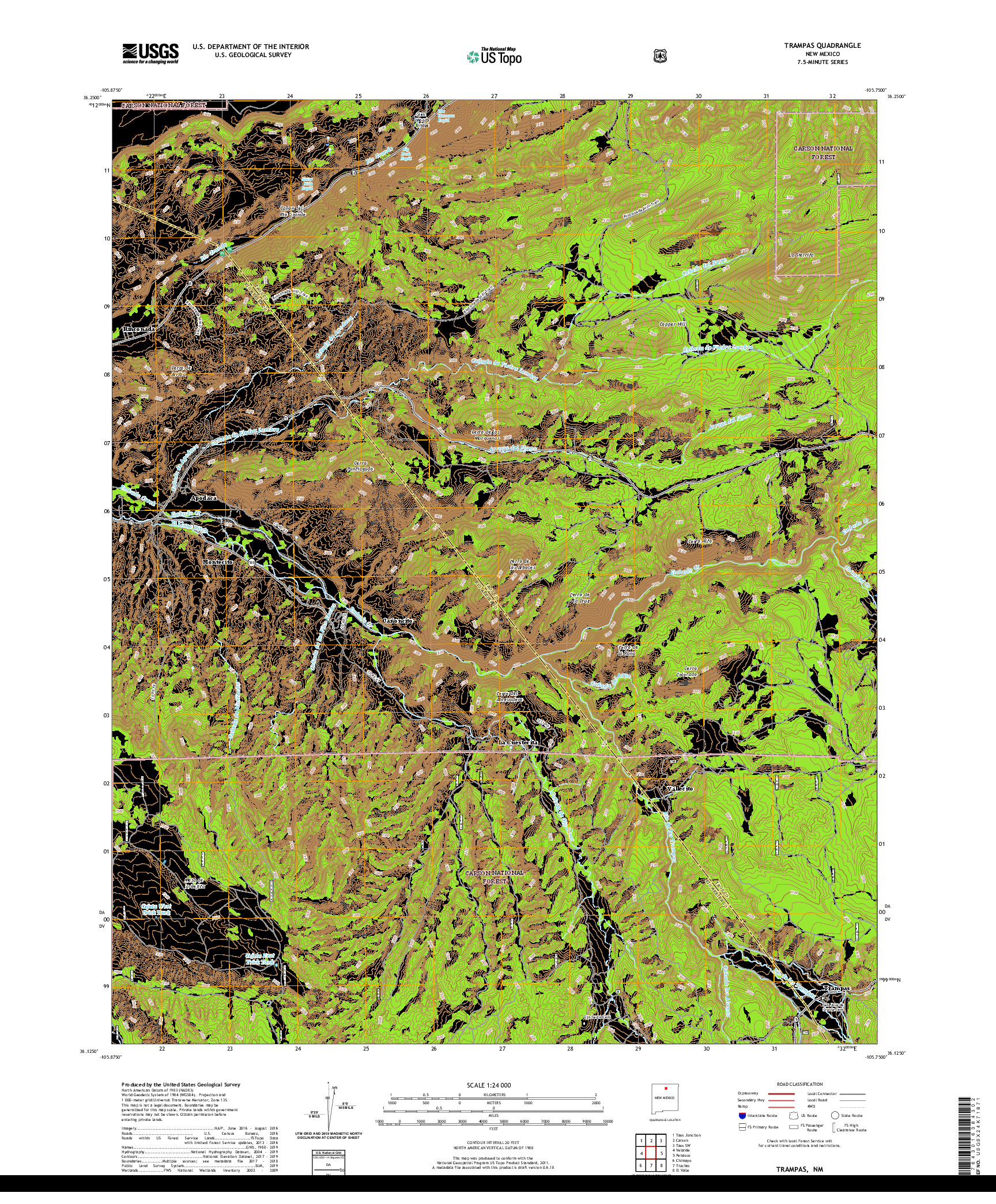 USGS US TOPO 7.5-MINUTE MAP FOR TRAMPAS, NM 2020