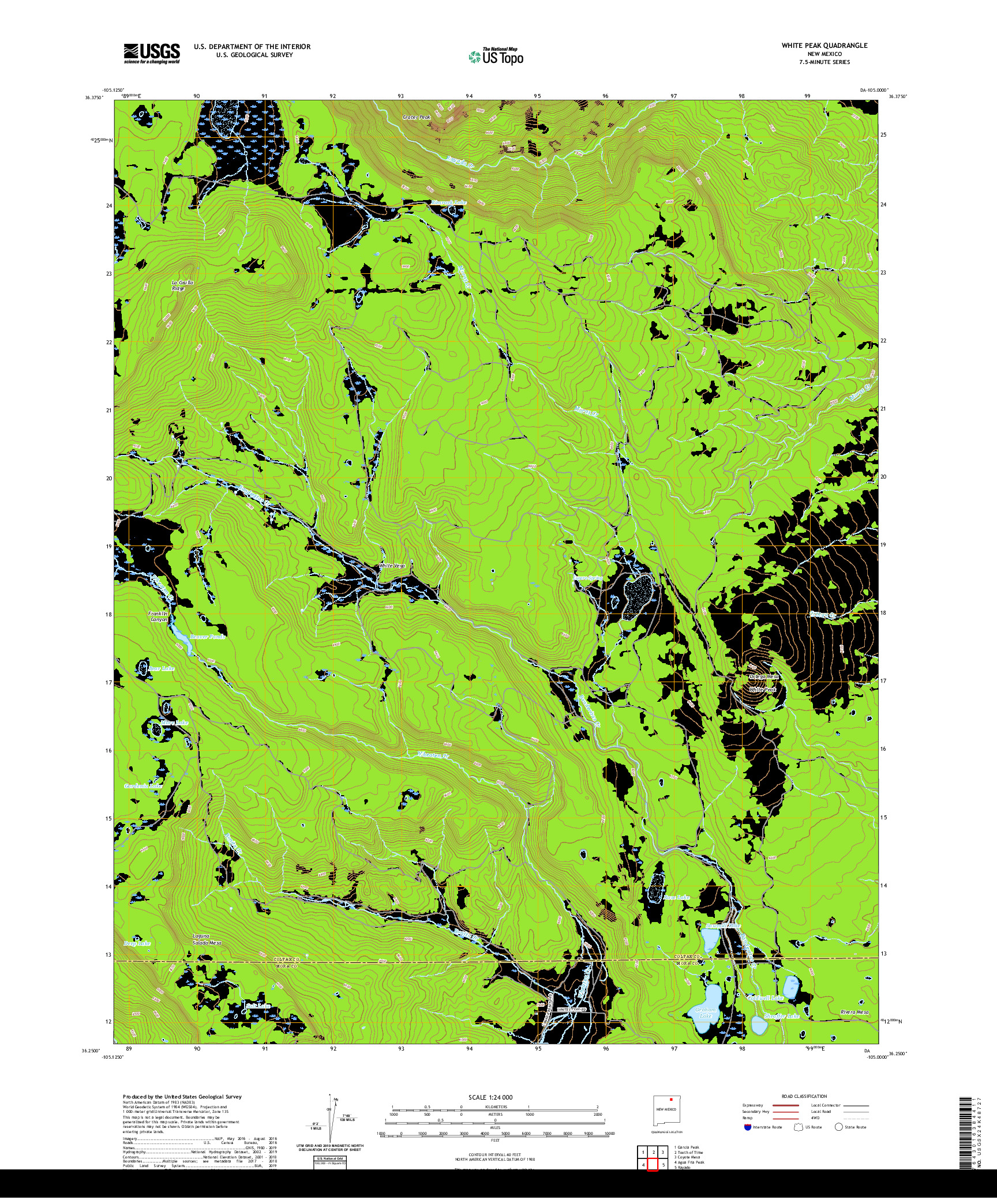 USGS US TOPO 7.5-MINUTE MAP FOR WHITE PEAK, NM 2020
